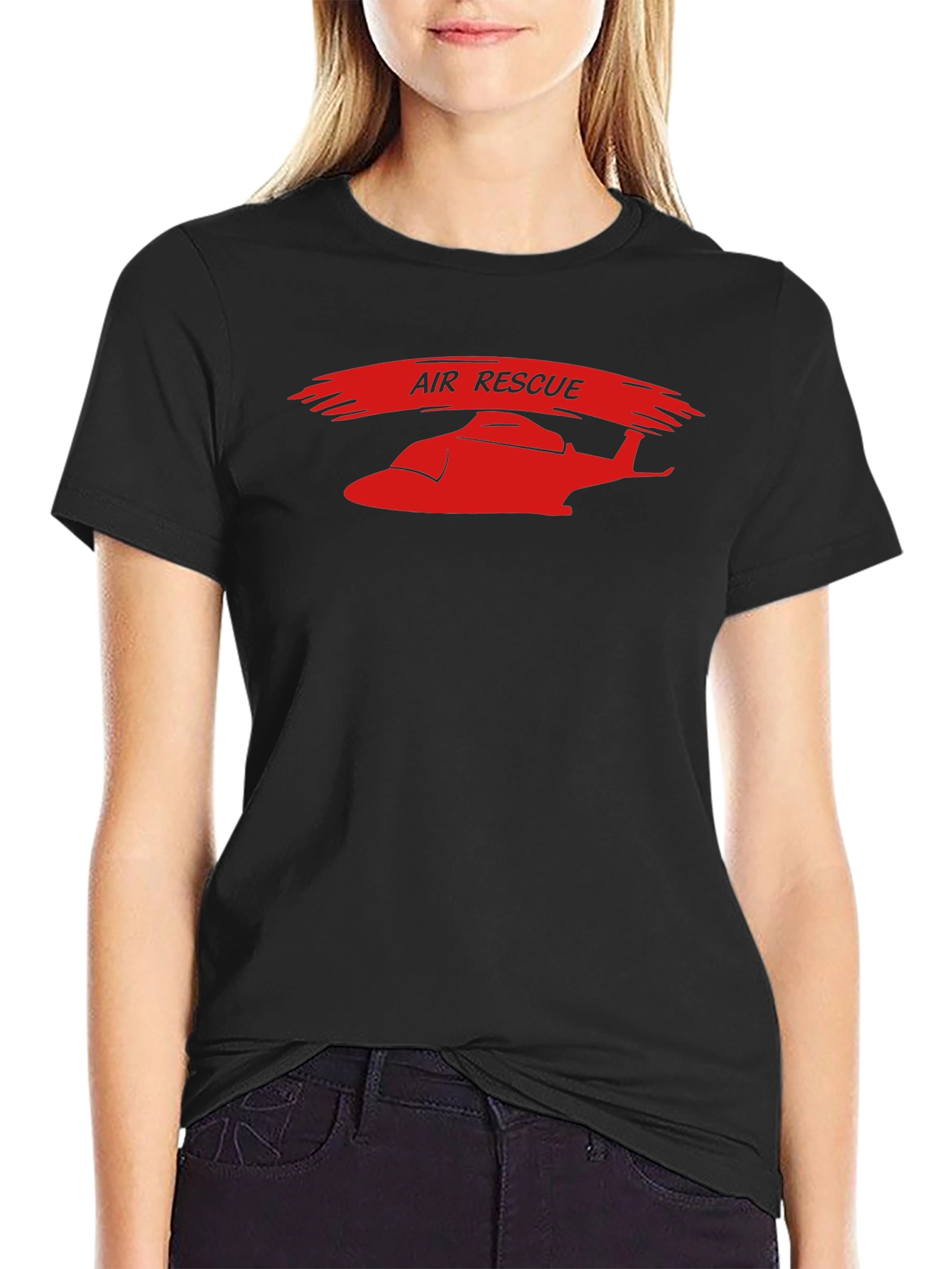 Air Rescue Graphic T-Shirt - Red Helicopter Print