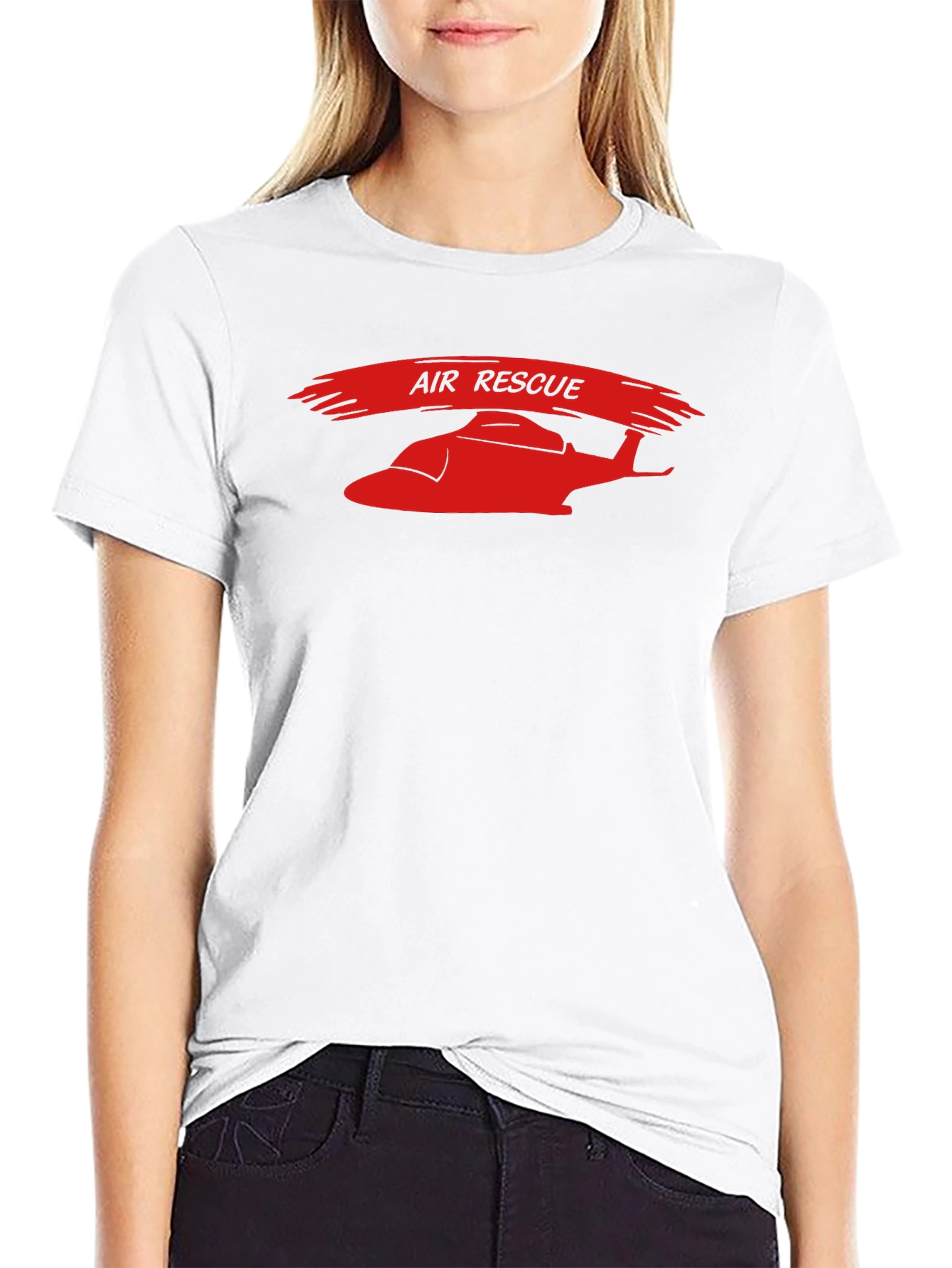 Air Rescue Graphic T-Shirt - Red Helicopter Print