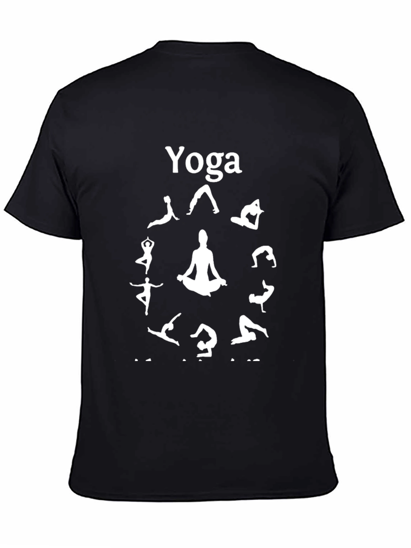Yoga Pose Graphic Tee - Black Cotton T-Shirt