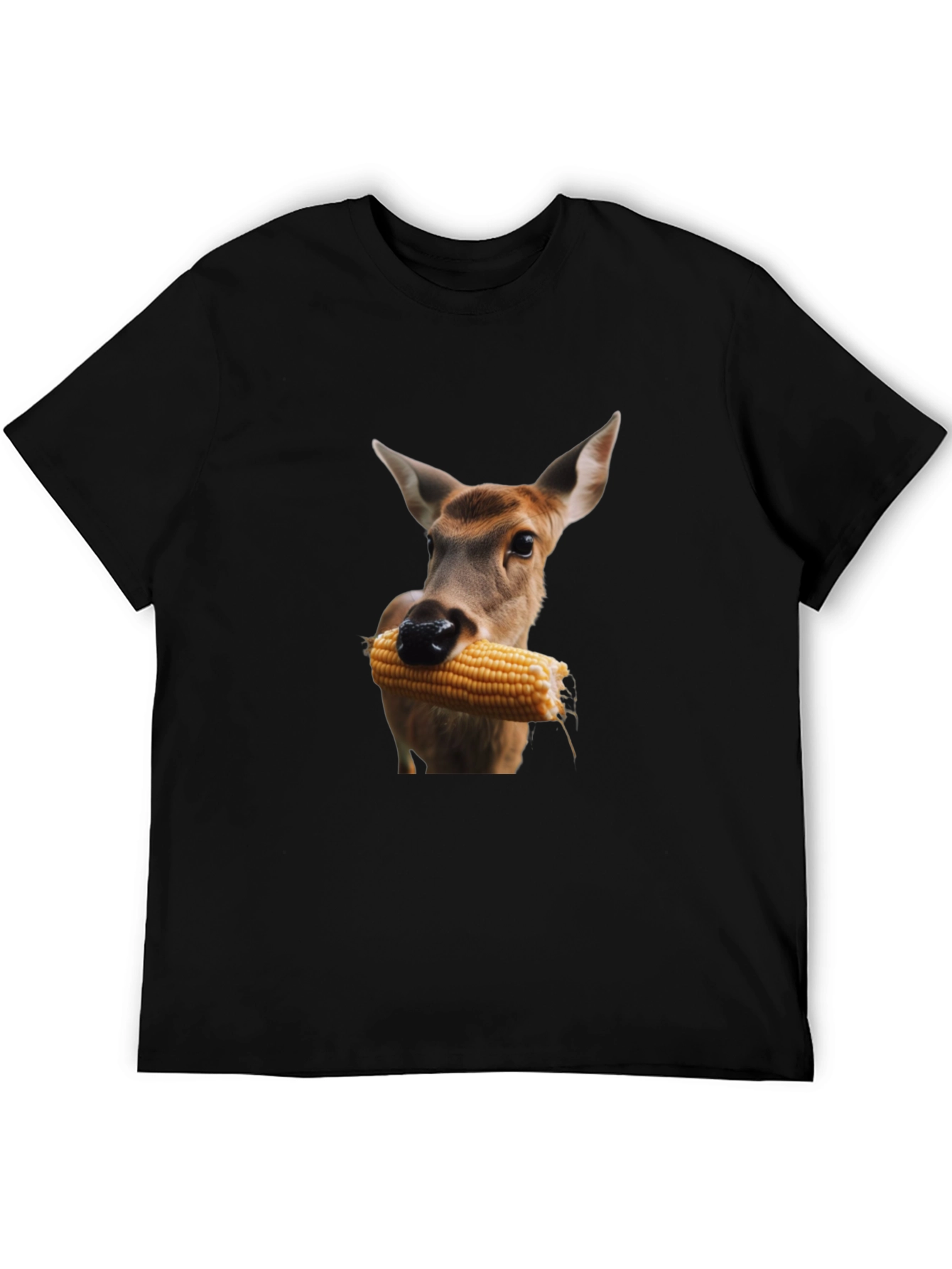 Deer Eating Corn T-Shirt - Black