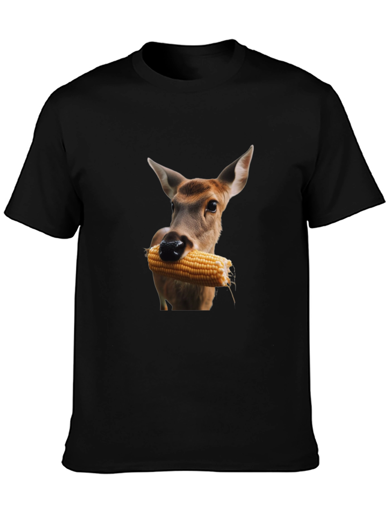 Deer Eating Corn T-Shirt - Black