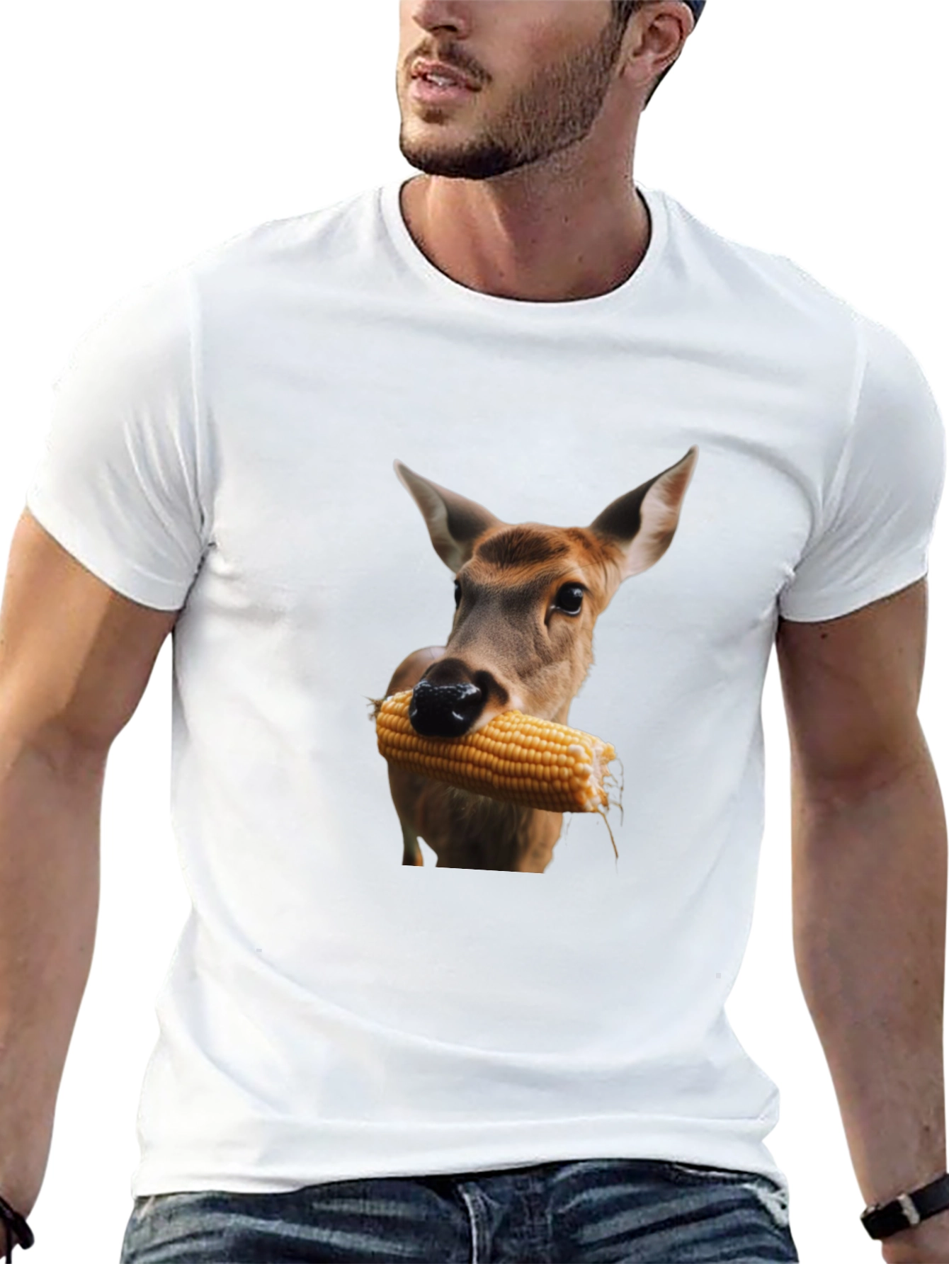 Deer Eating Corn T-Shirt - Black