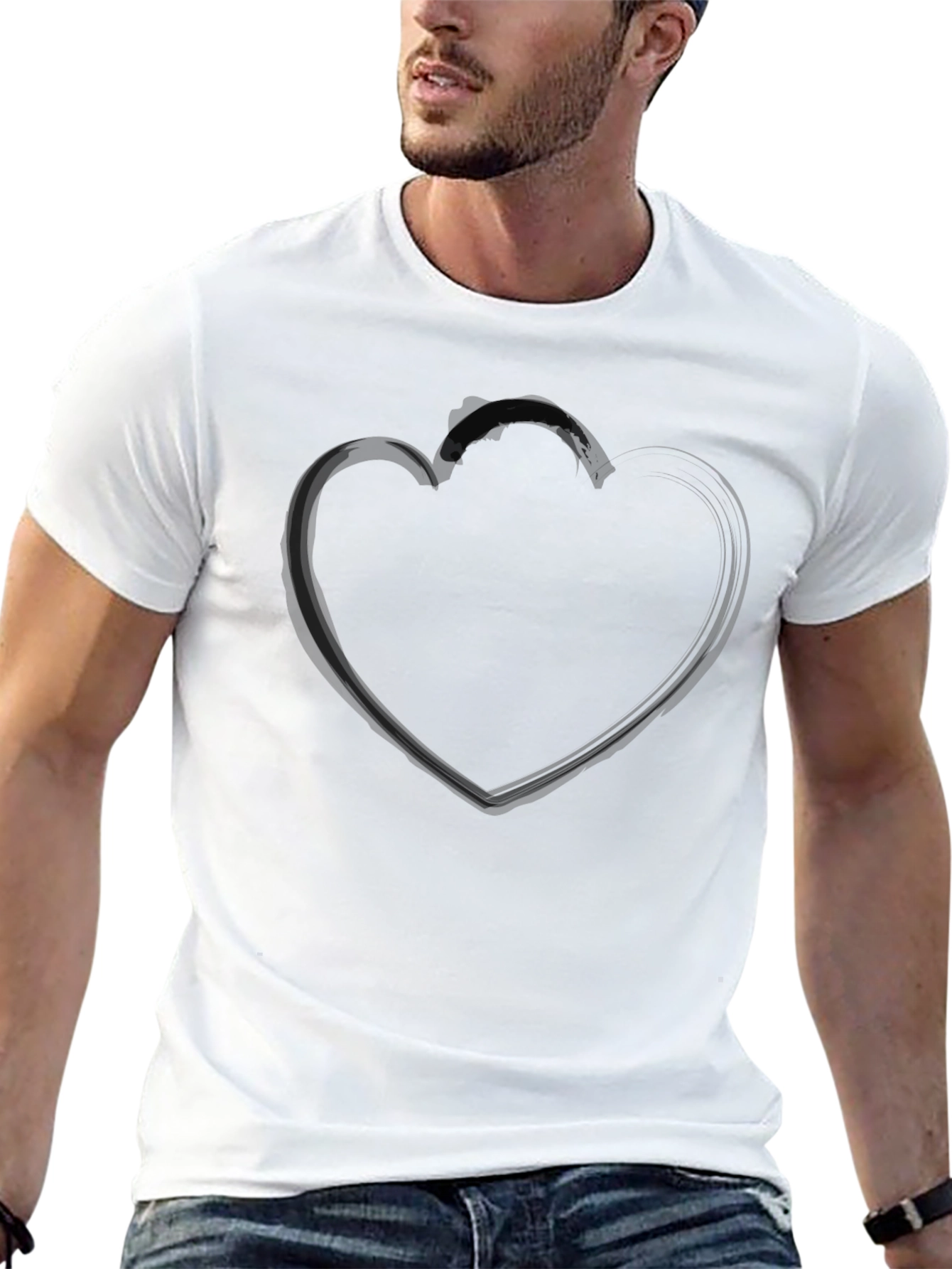 Black Heart Graphic Tee - Stylish Mens Casual Shirt