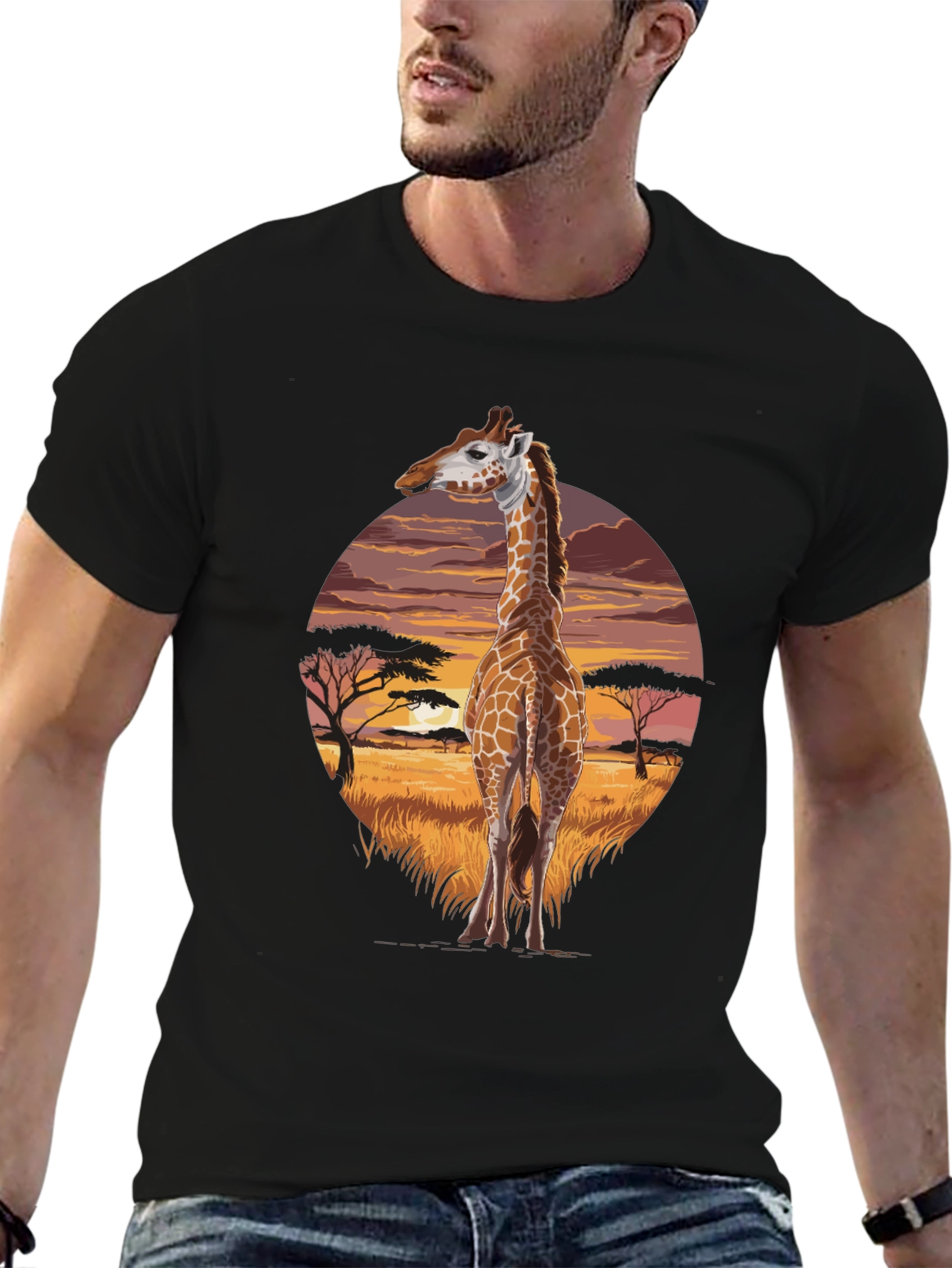 Savanna Giraffe Graphic Tee - Unique Animal Shirt