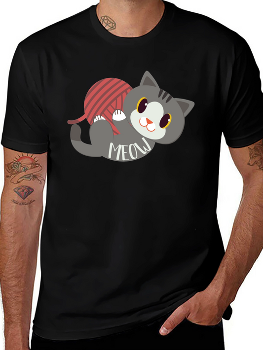 Cute Meow Cat T-Shirt - Yarn Ball Fun!