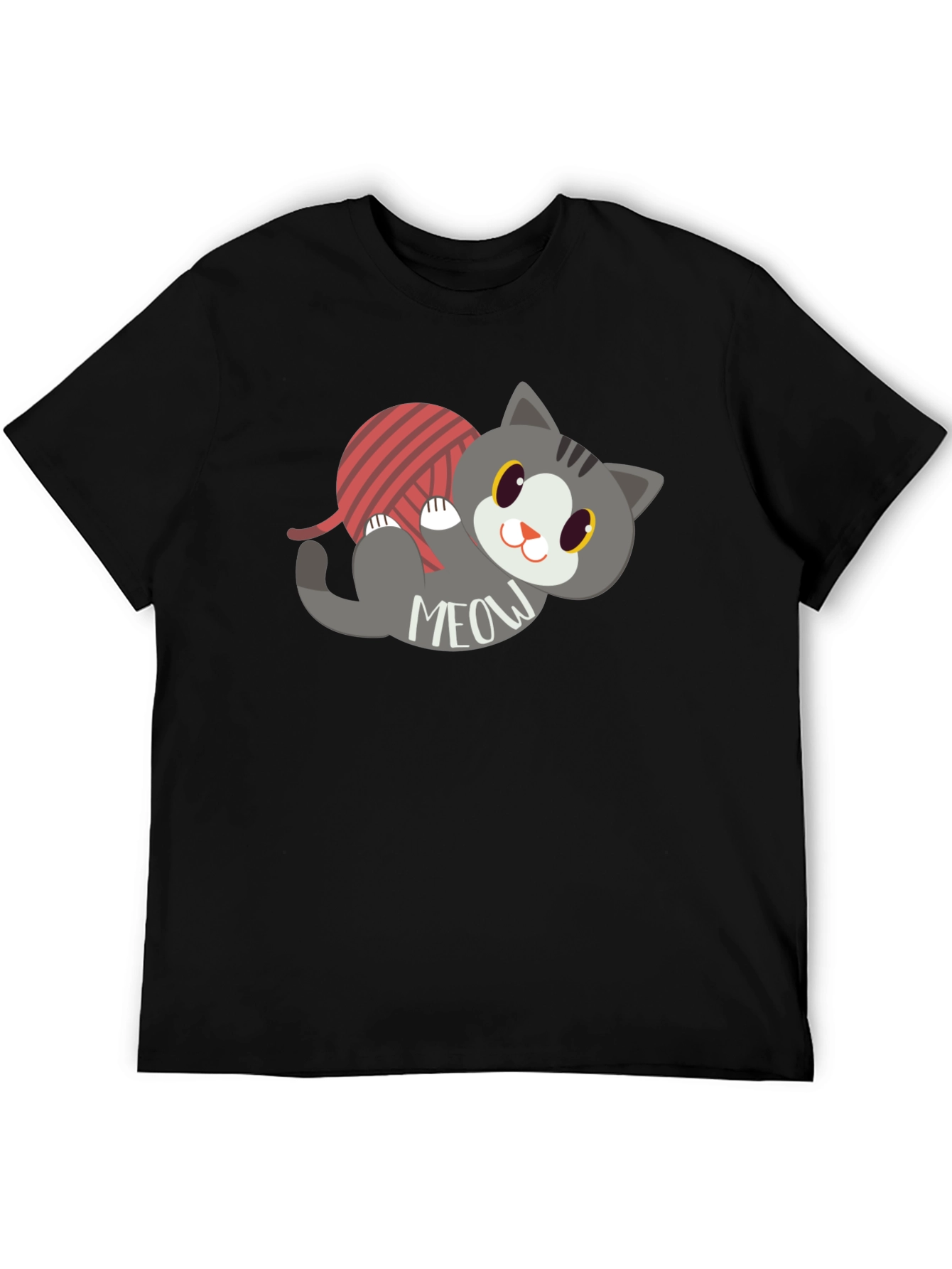 Cute Meow Cat T-Shirt - Yarn Ball Fun!