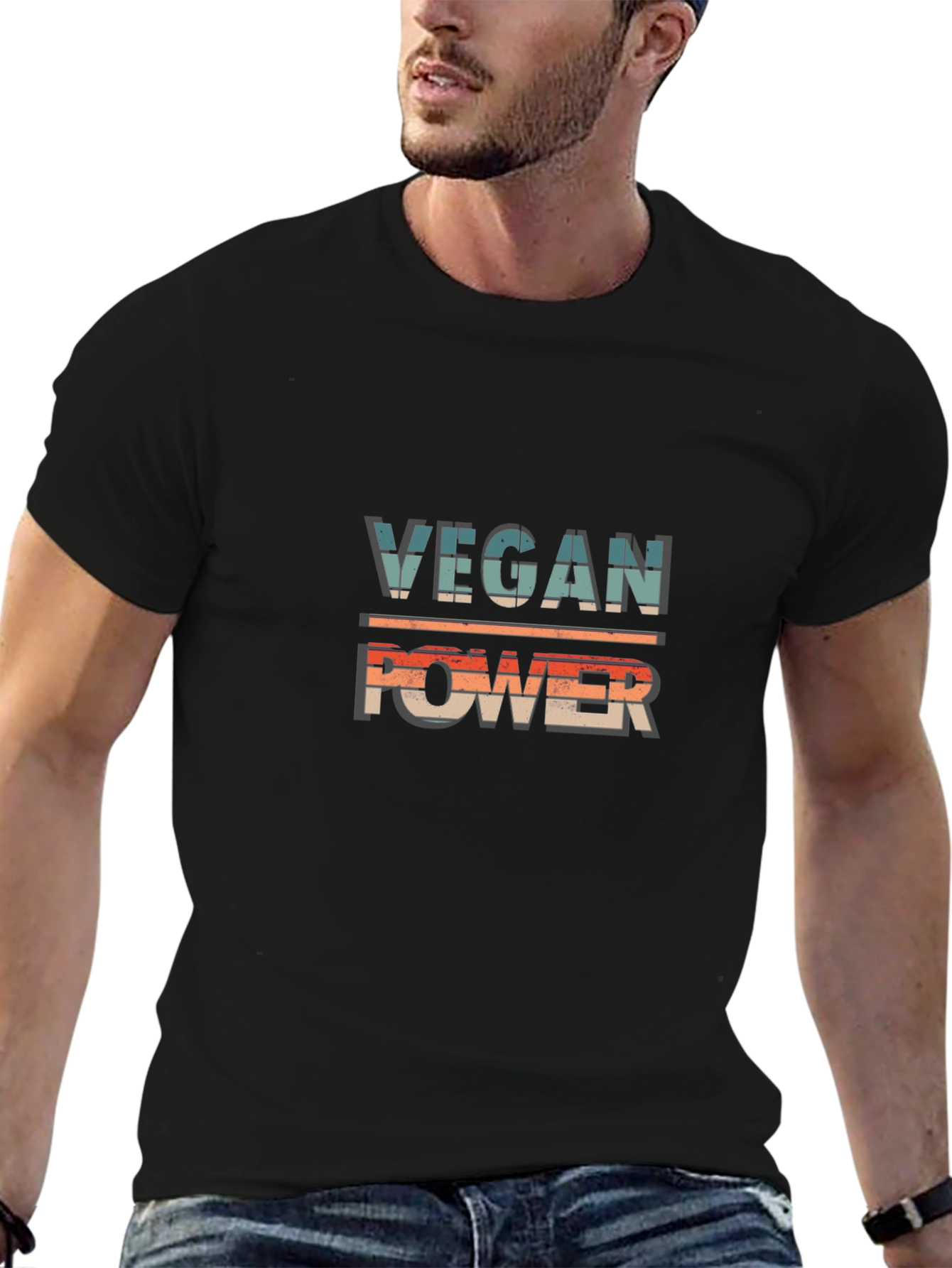Vegan Power Graphic T-Shirt - Retro Design