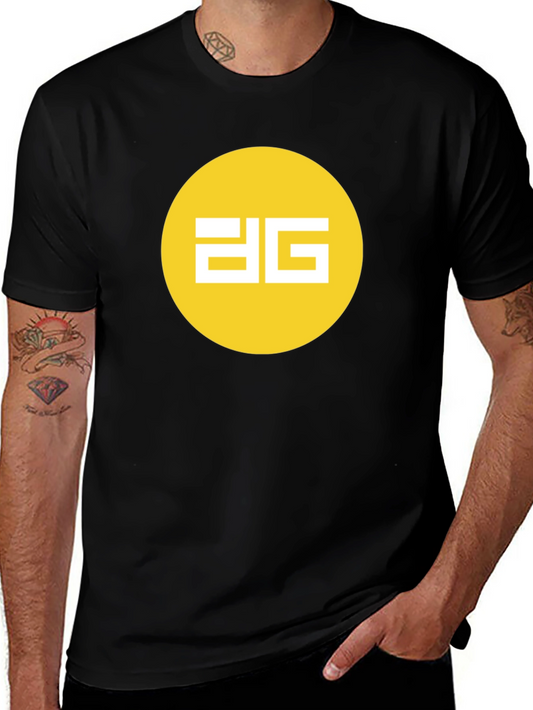 Modern Black Tee - Yellow Circle Graphic Design