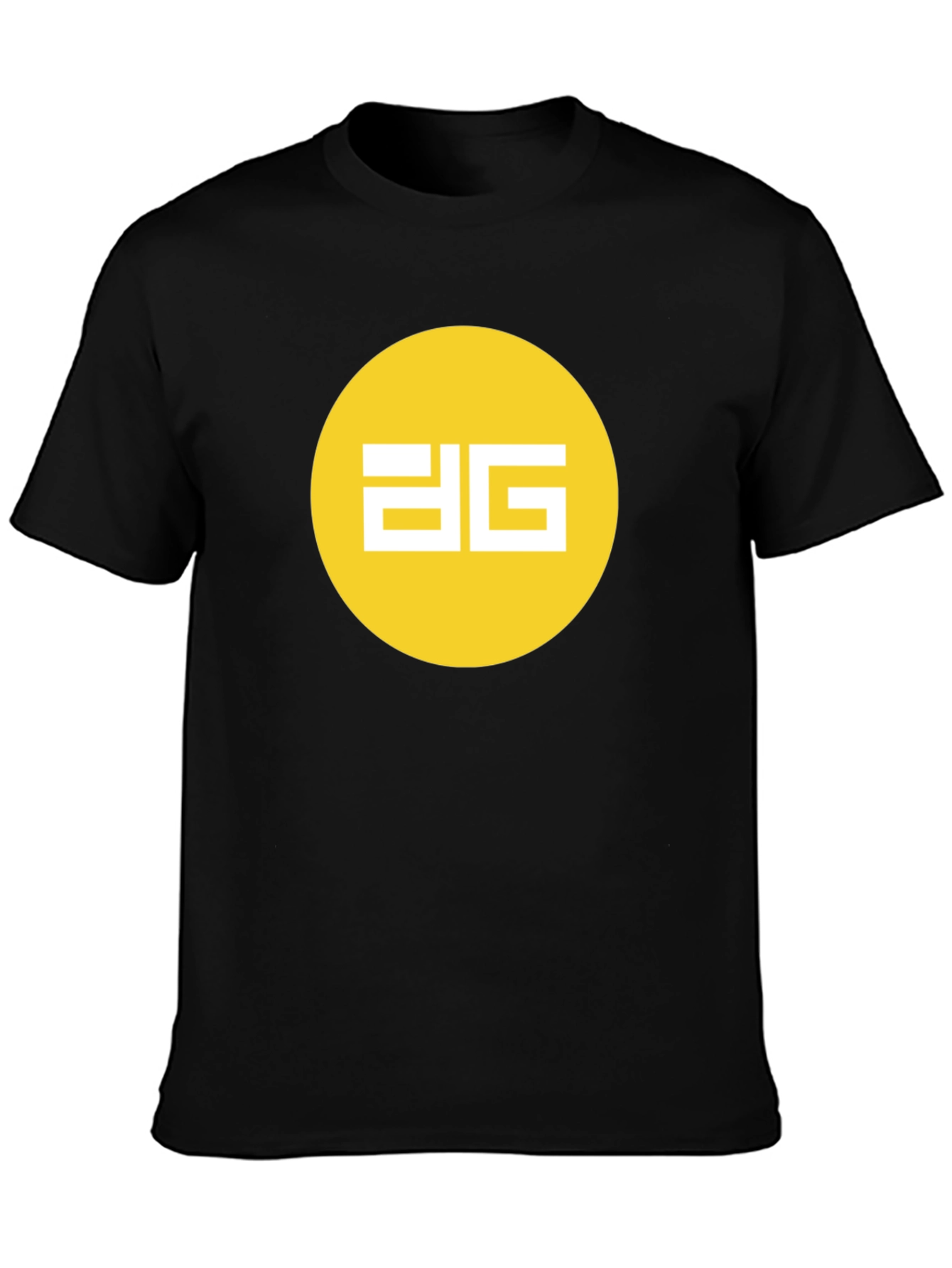Modern Black Tee - Yellow Circle Graphic Design