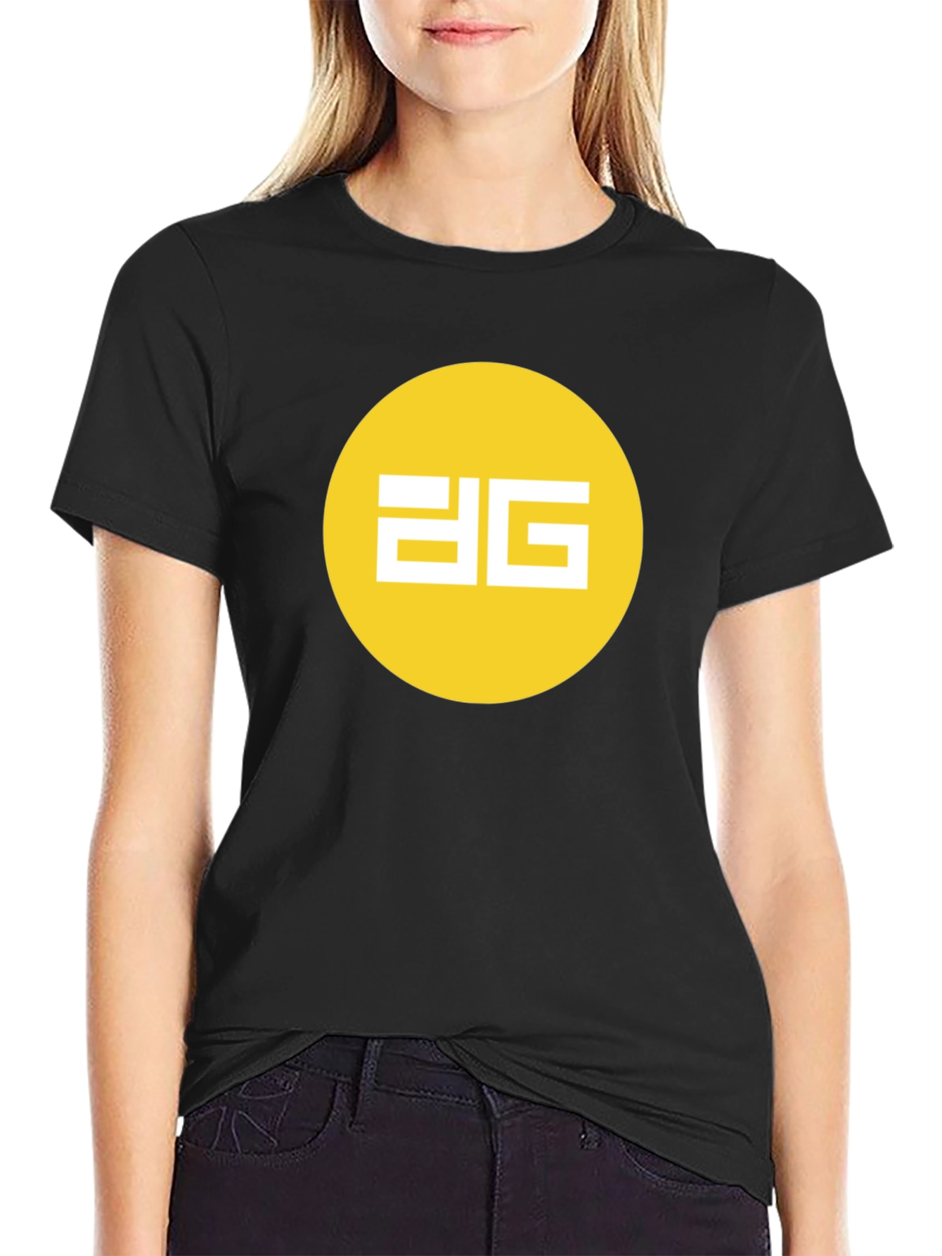 Modern Black Tee - Yellow Circle Graphic Design