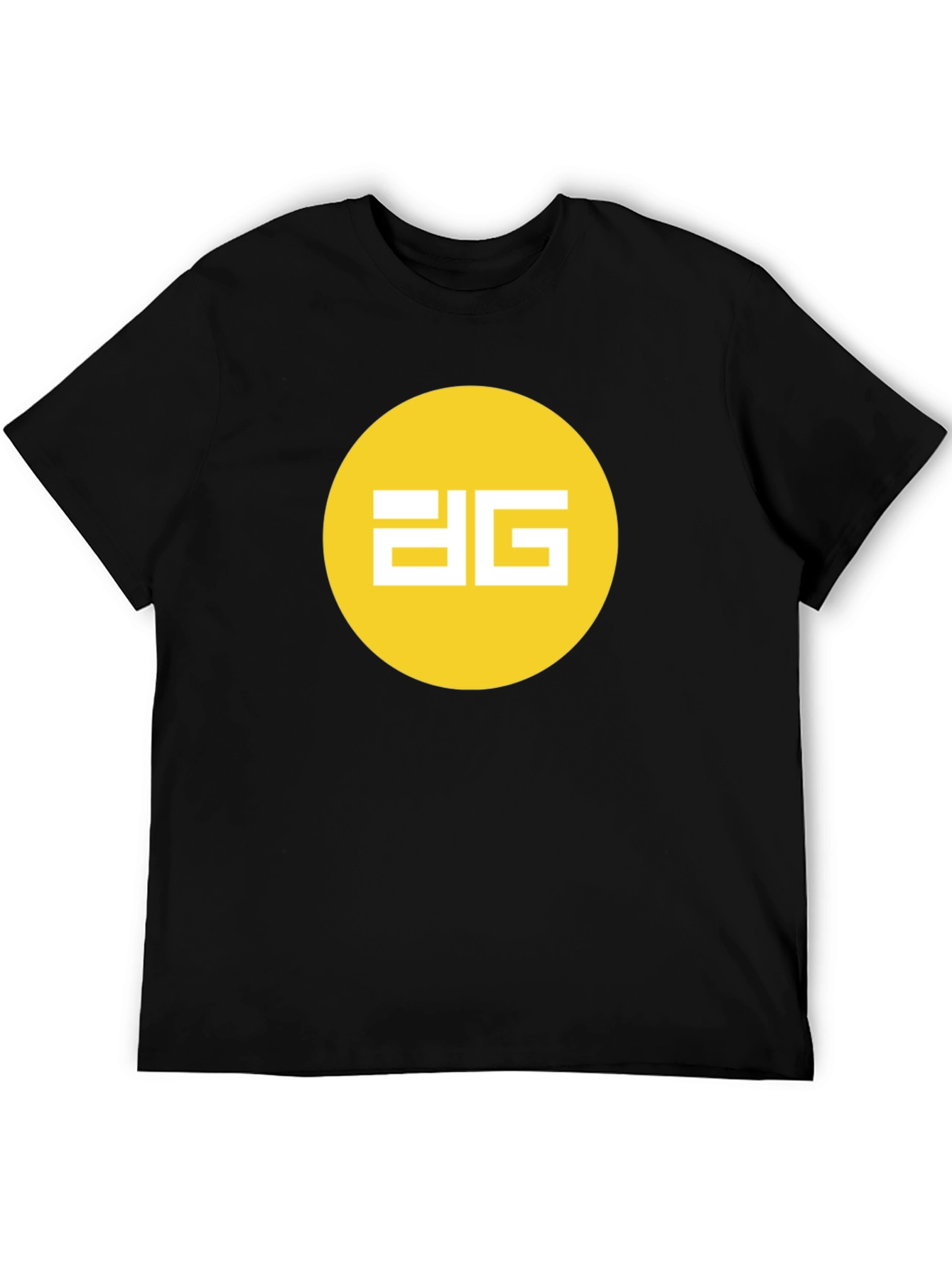 Modern Black Tee - Yellow Circle Graphic Design