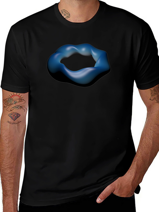 Abstract Blue Torus Graphic Tee - Modern Art Shirt