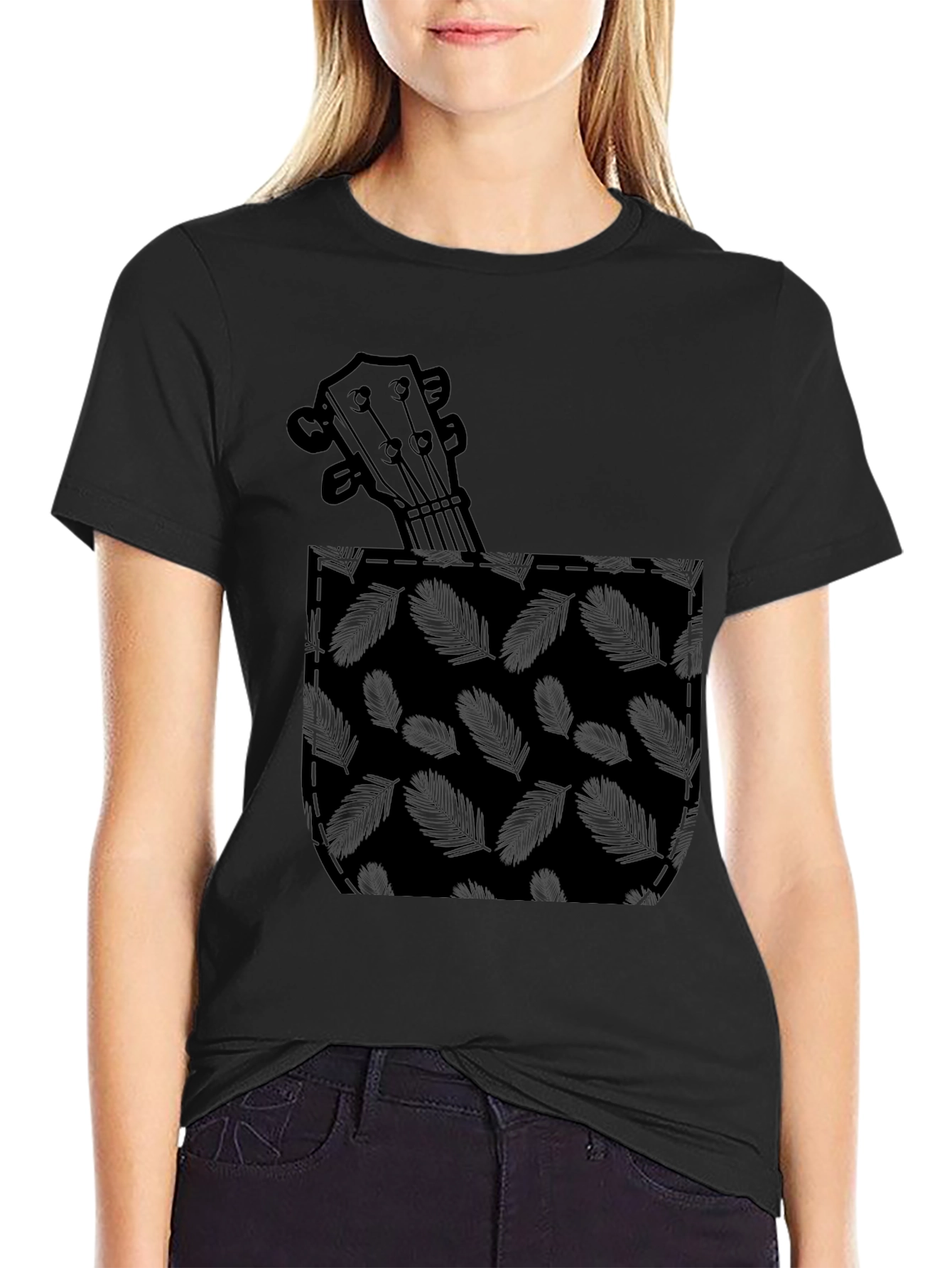 Ukulele Pocket Graphic Tee - Soft Cotton Blend