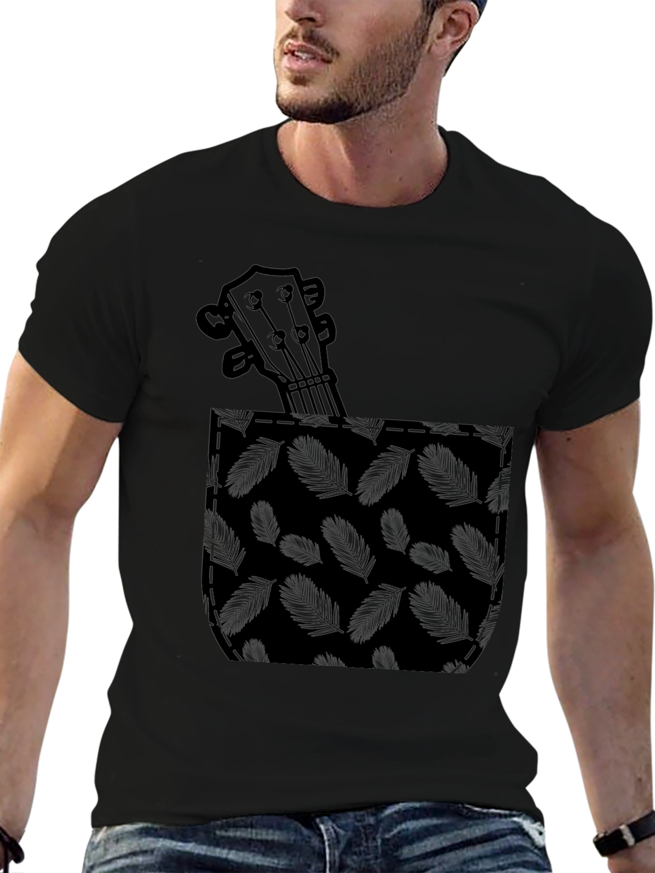 Ukulele Pocket Graphic Tee - Soft Cotton Blend