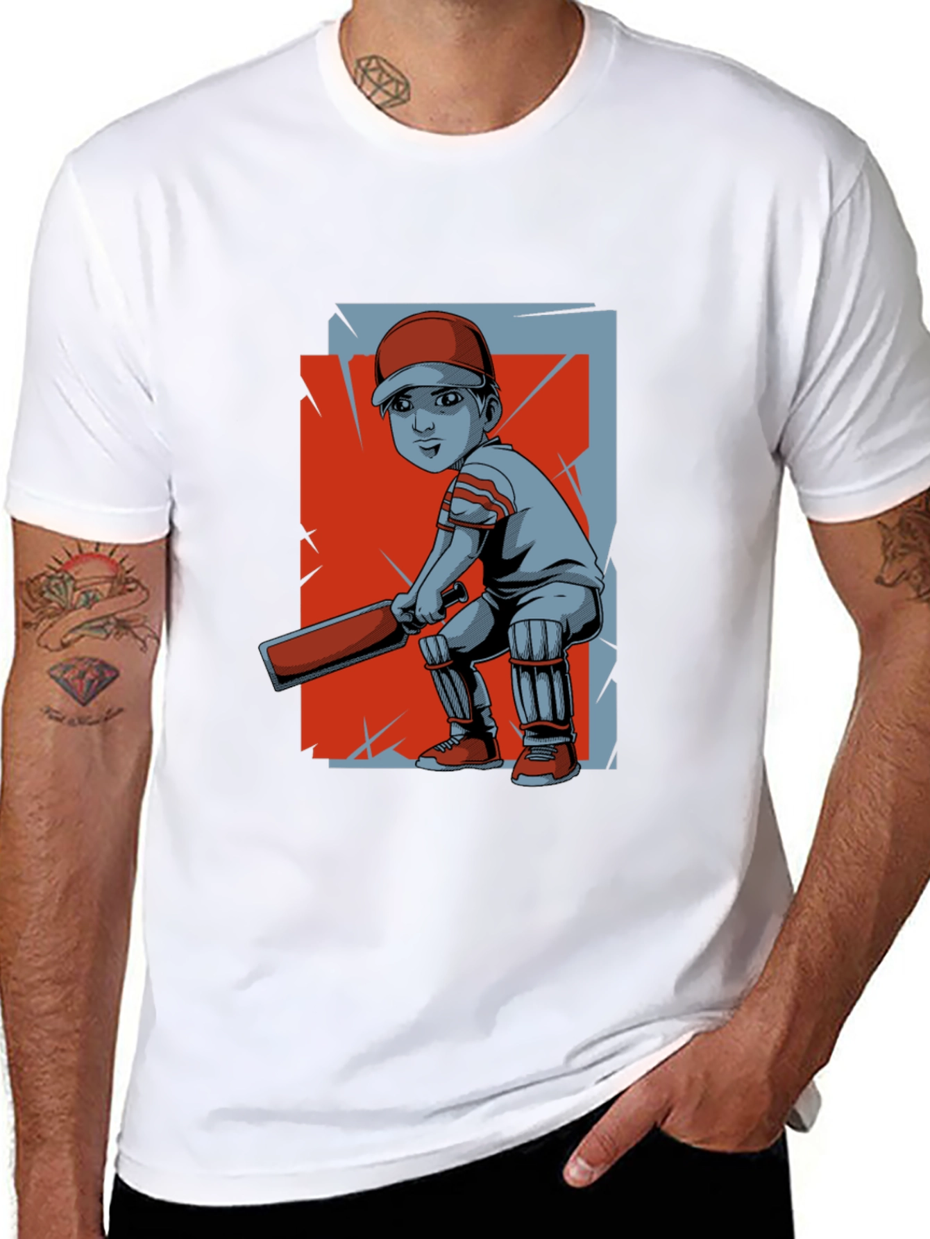 Cricket Player Graphic Tee - Trendy Sportswear