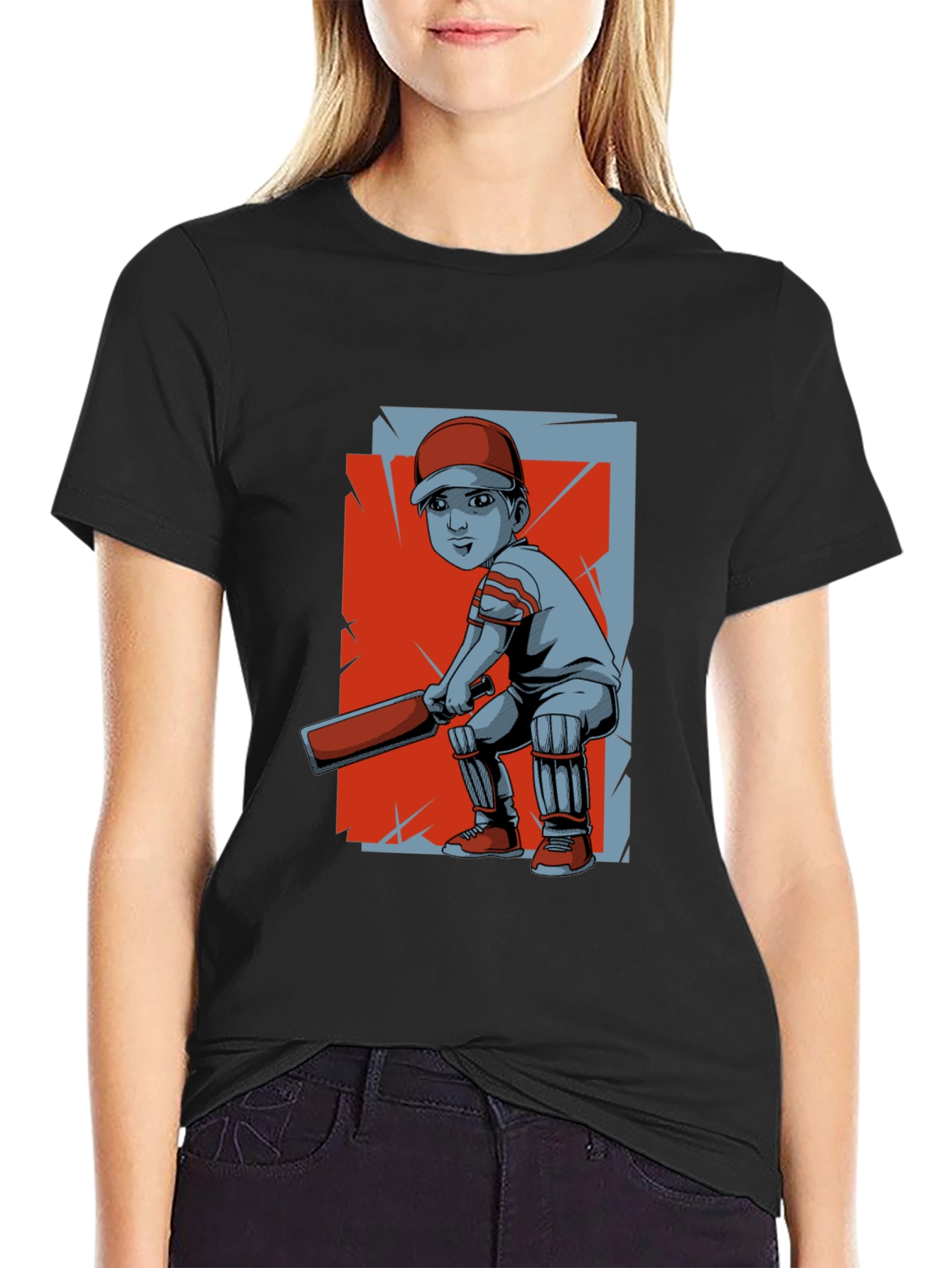 Cricket Player Graphic Tee - Trendy Sportswear