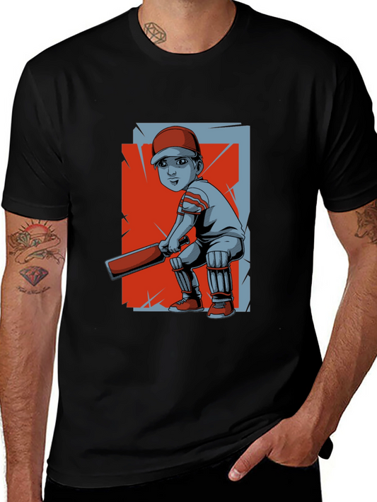 Cricket Player Graphic Tee - Trendy Sportswear