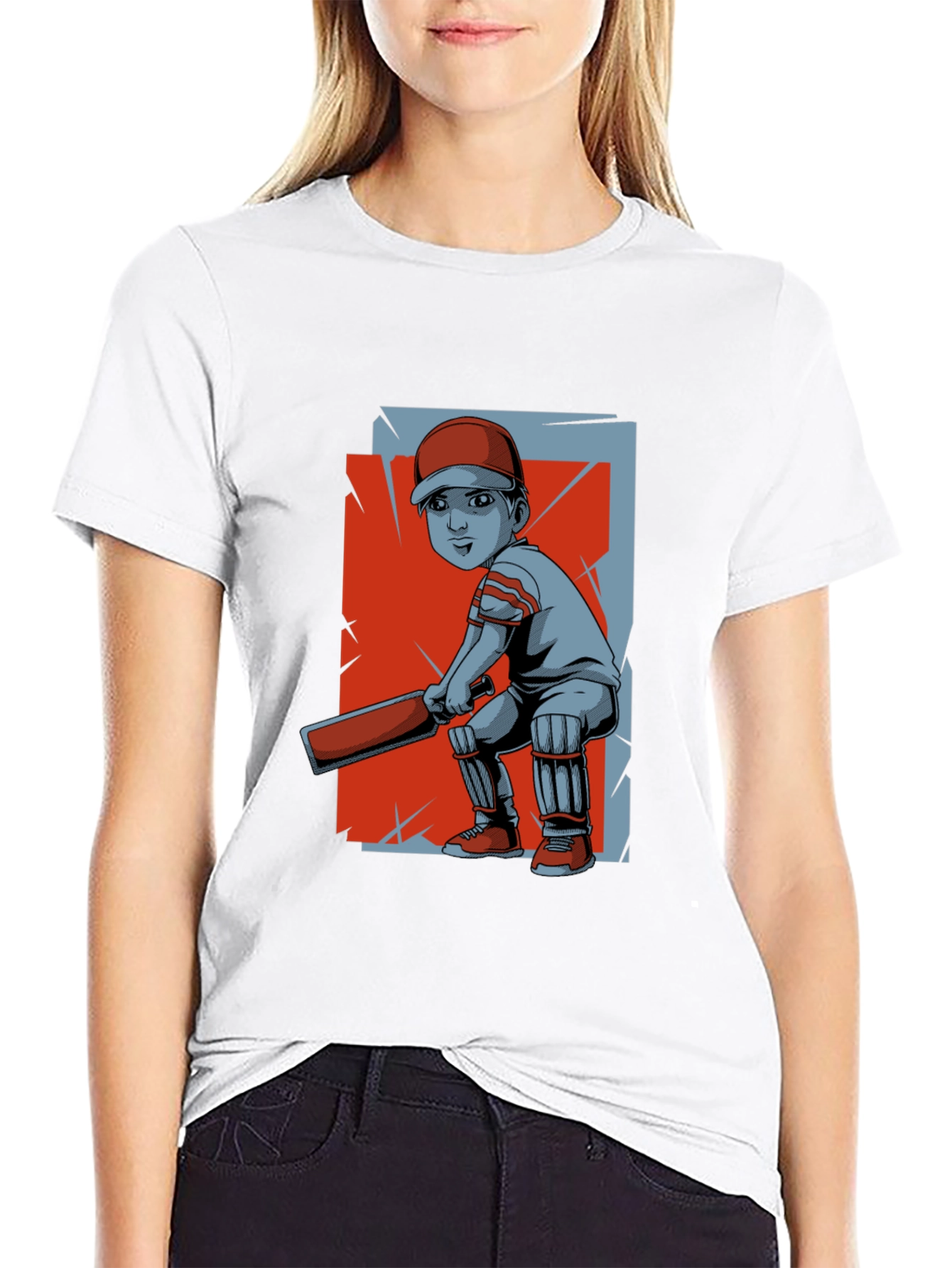 Cricket Player Graphic Tee - Trendy Sportswear