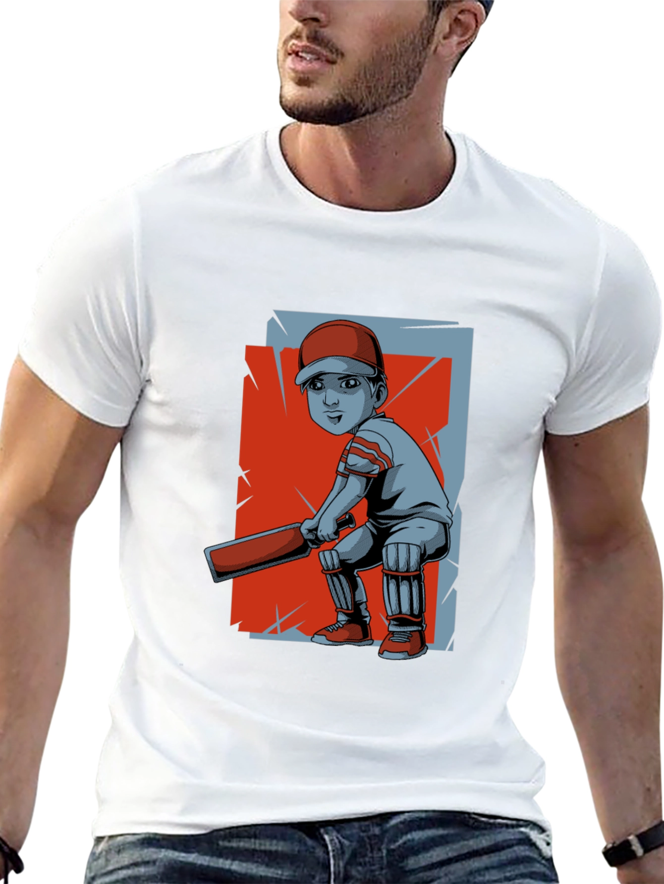 Cricket Player Graphic Tee - Trendy Sportswear