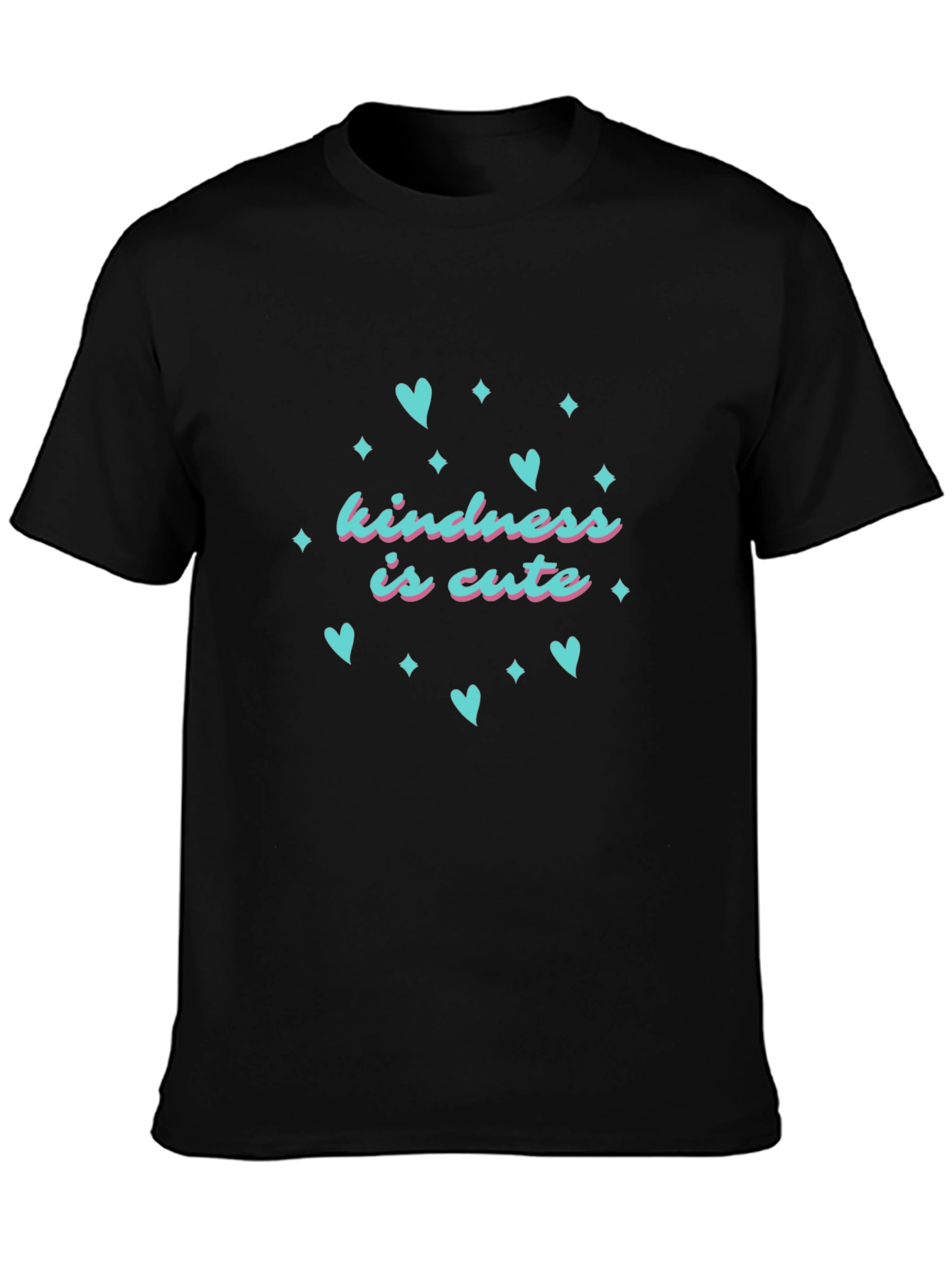 Kindness is Cute T-Shirt - Black Crew Neck