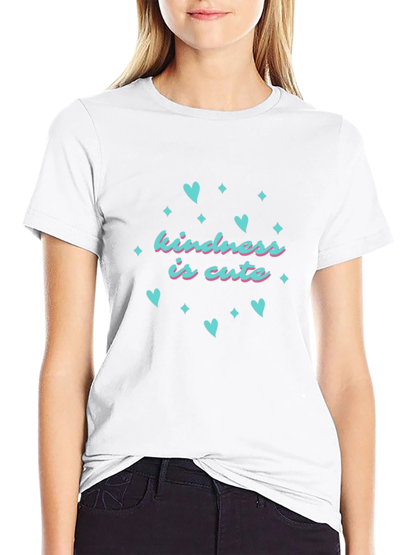 Kindness is Cute T-Shirt - Black Crew Neck