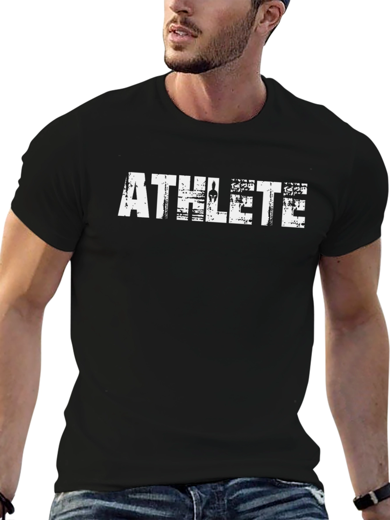 Athlete Graphic Tee - Black Cotton T-Shirt