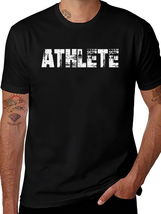 Athlete Graphic Tee - Black Cotton T-Shirt
