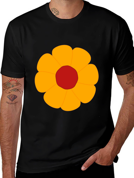 Black T-Shirt with Bold Flower Graphic