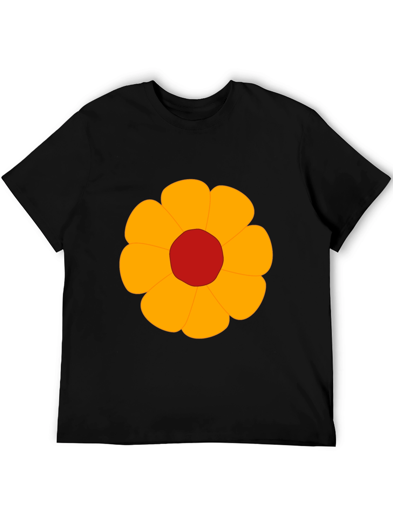 Black T-Shirt with Bold Flower Graphic