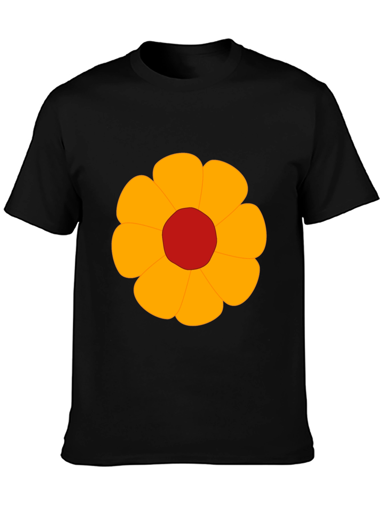 Black T-Shirt with Bold Flower Graphic