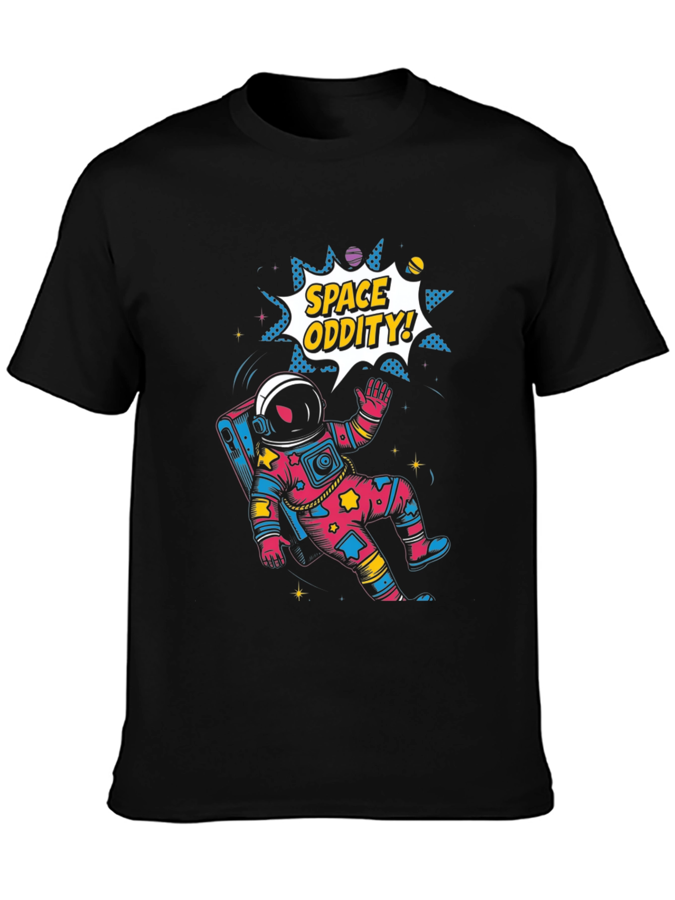 Space Oddity Graphic Tee - Black Cotton Blend