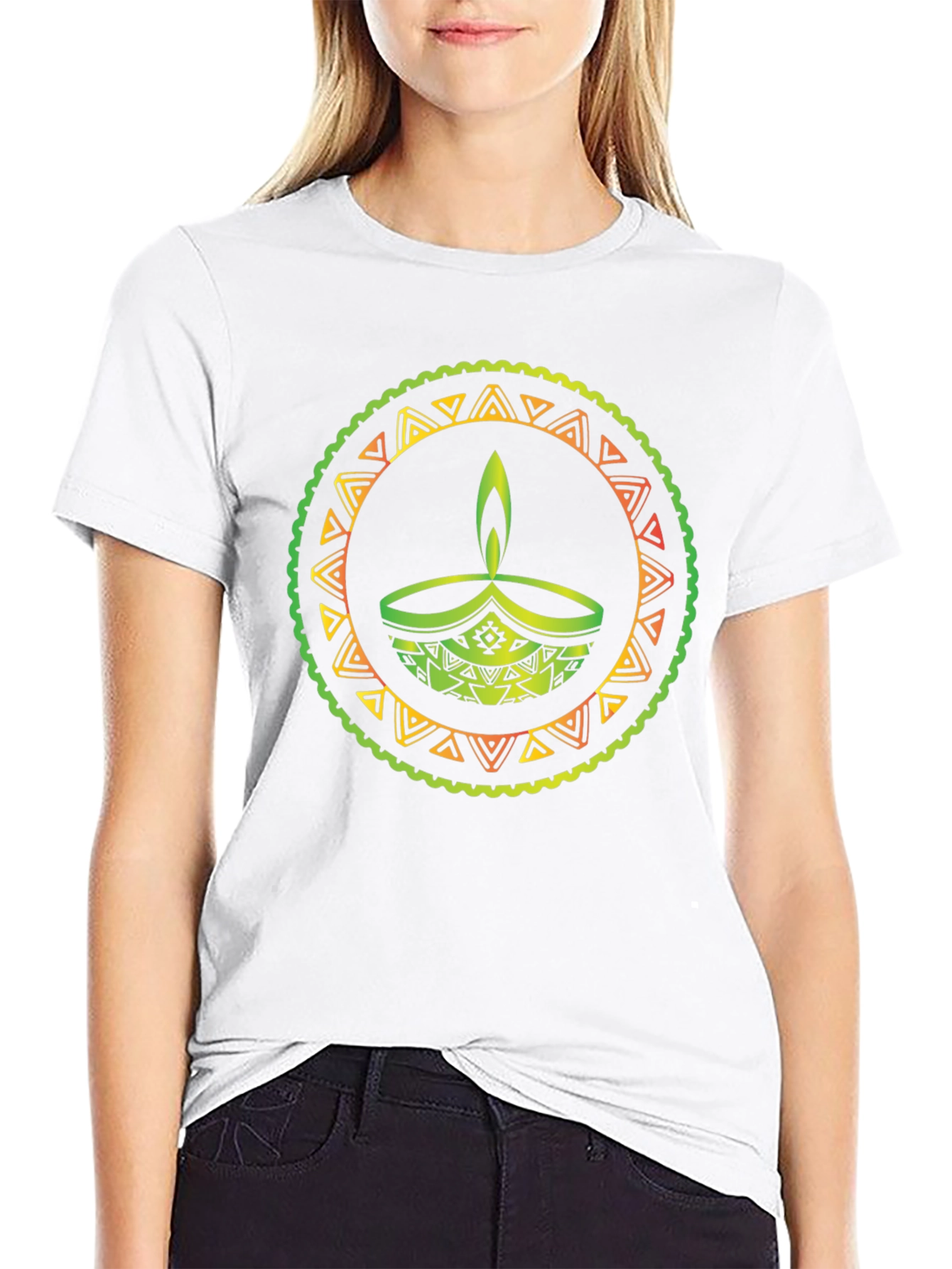 Diwali Lamp Graphic Tee - Black