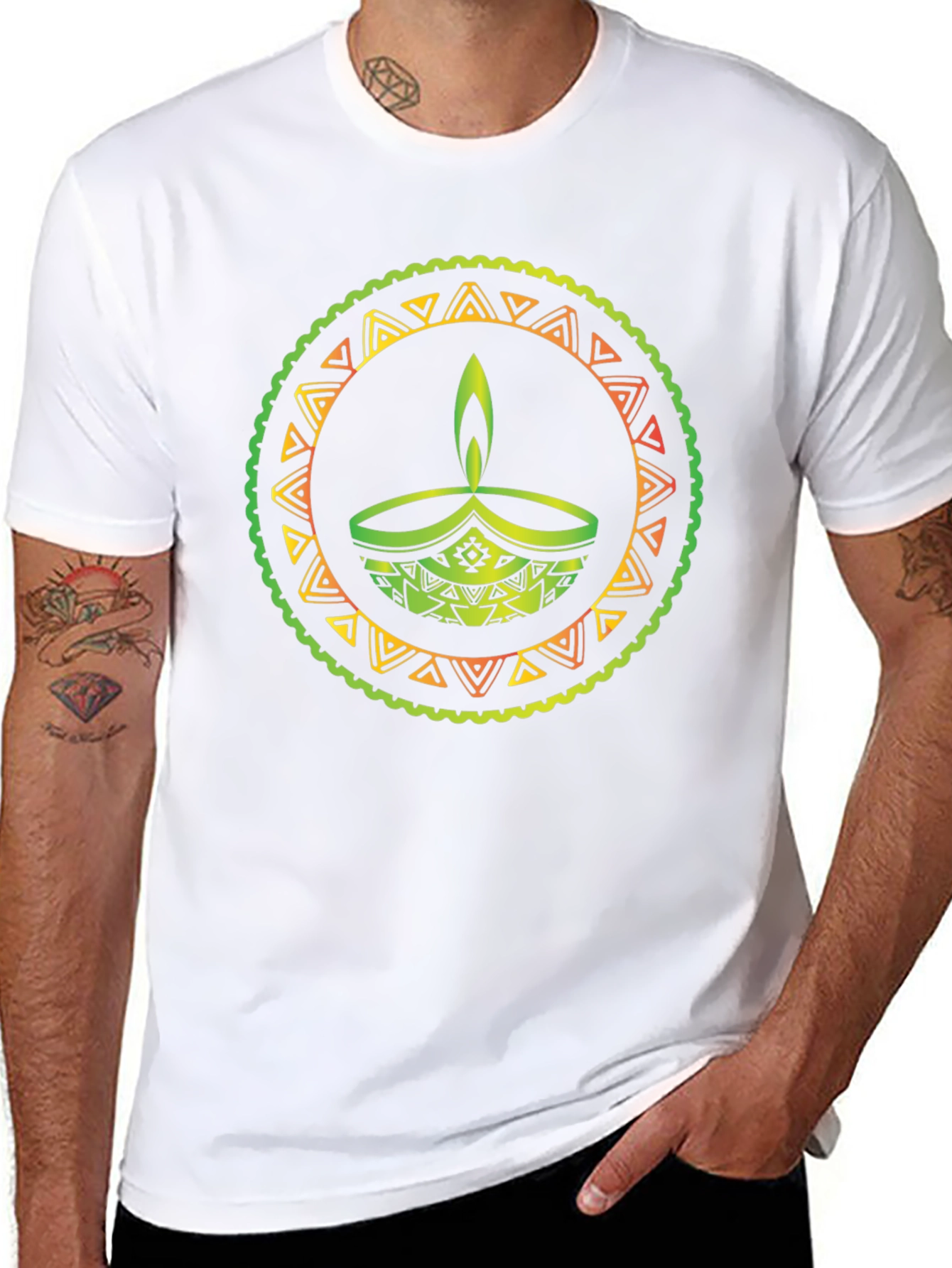 Diwali Lamp Graphic Tee - Black