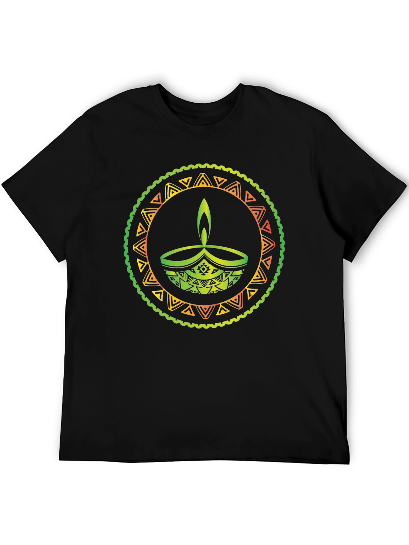 Diwali Lamp Graphic Tee - Black