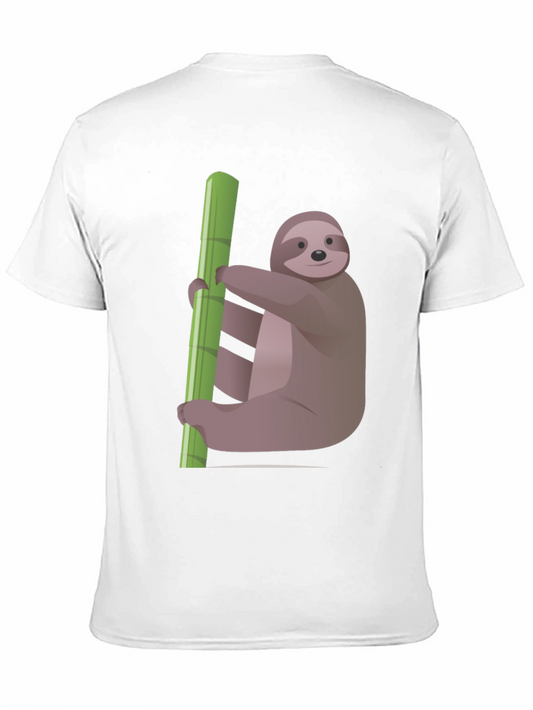 Cute Sloth Hugging Bamboo T-Shirt - Black