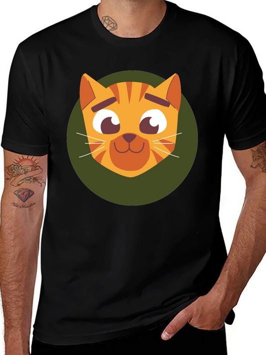 Cute Cartoon Cat Graphic T-Shirt - Soft Black Tee