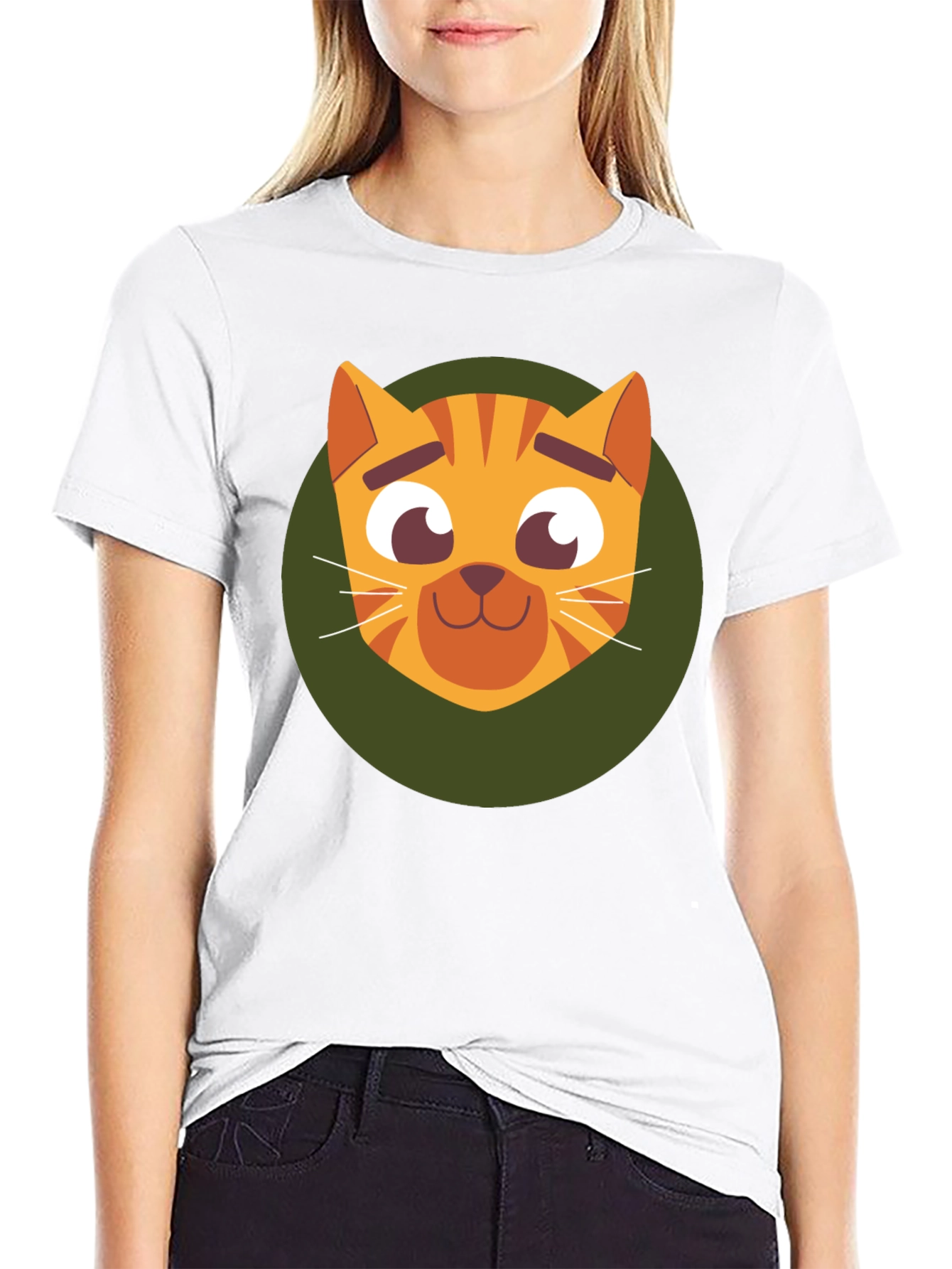 Cute Cartoon Cat Graphic T-Shirt - Soft Black Tee