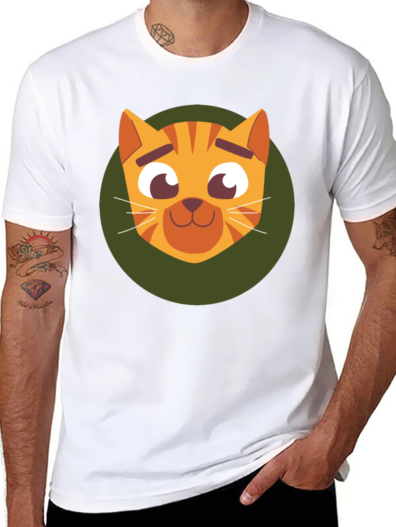 Cute Cartoon Cat Graphic T-Shirt - Soft Black Tee