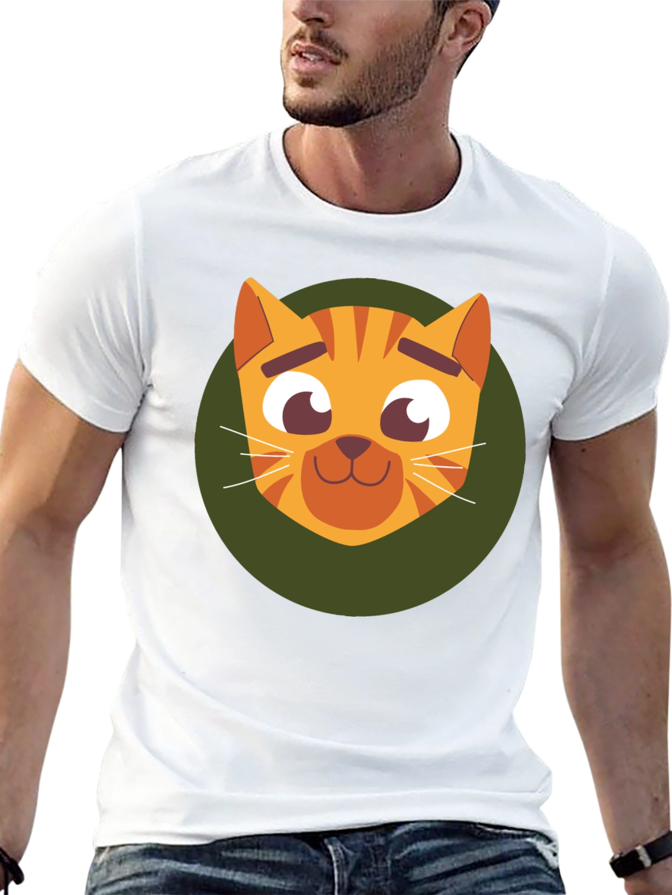 Cute Cartoon Cat Graphic T-Shirt - Soft Black Tee
