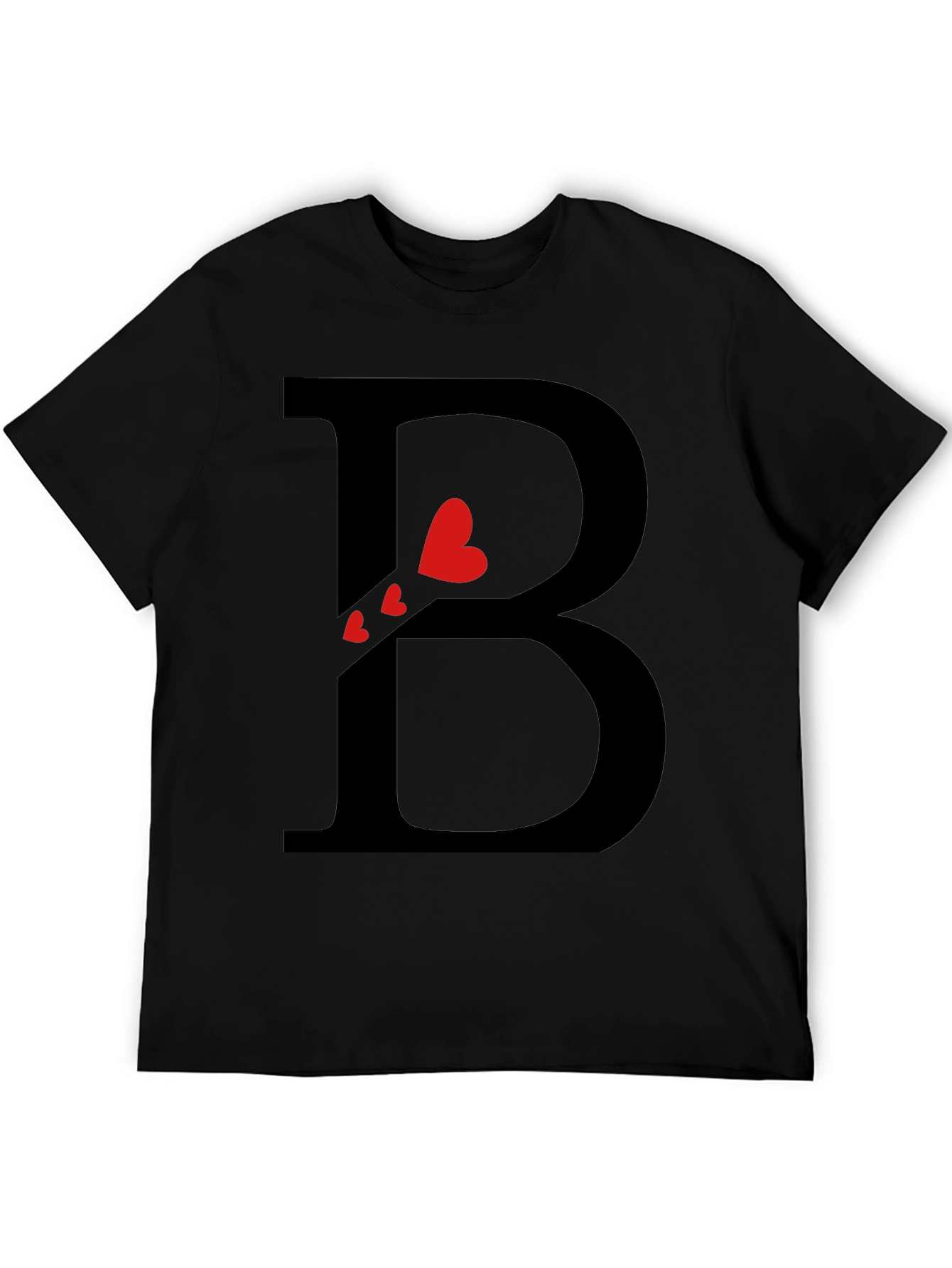 Heart Initial B Black T-Shirt