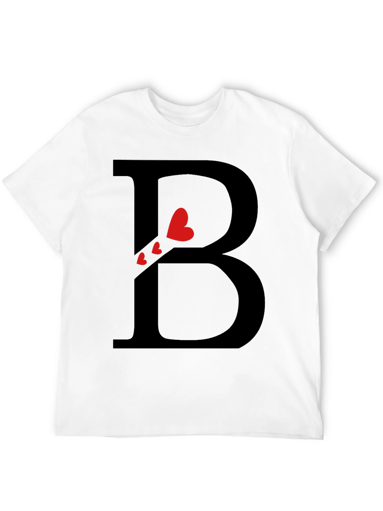 Heart Initial B Black T-Shirt