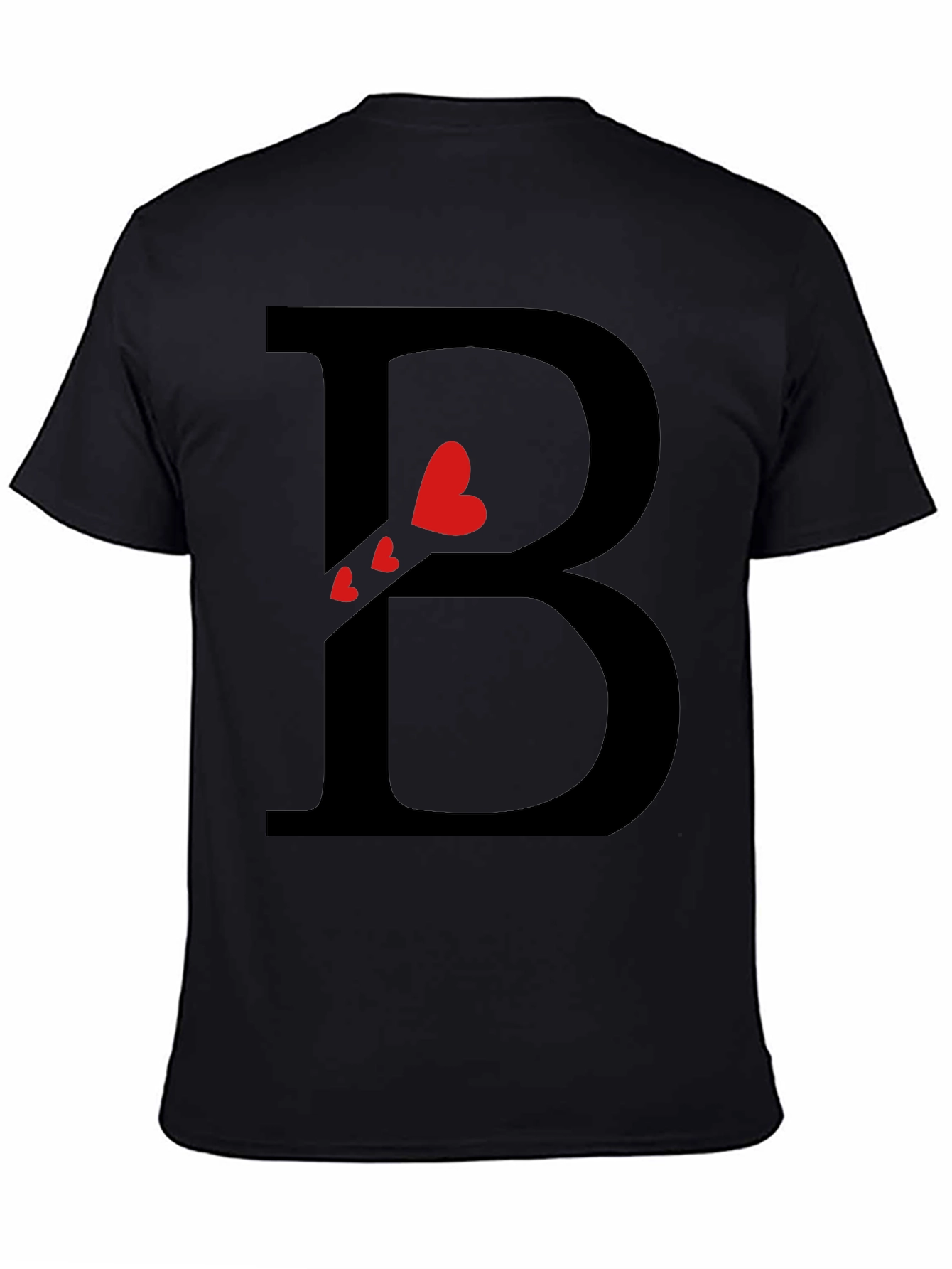Heart Initial B Black T-Shirt