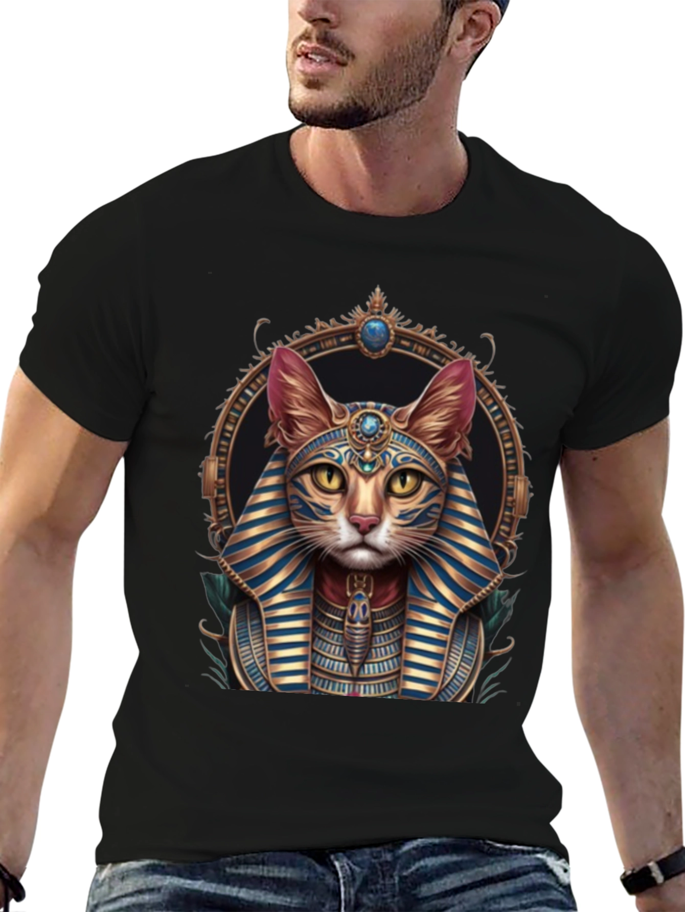 Egyptian Cat Pharaoh Graphic T-Shirt