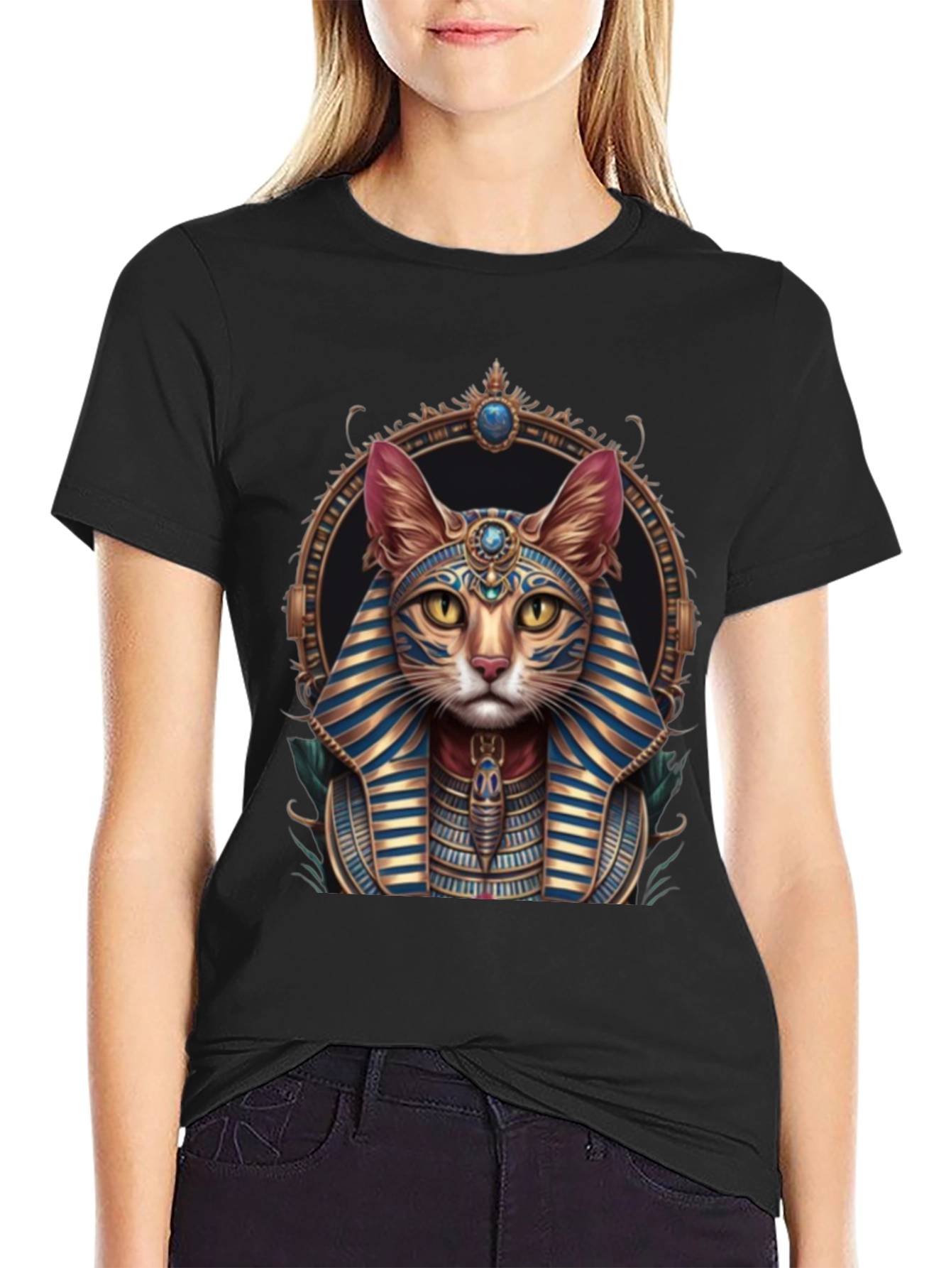 Egyptian Cat Pharaoh Graphic T-Shirt