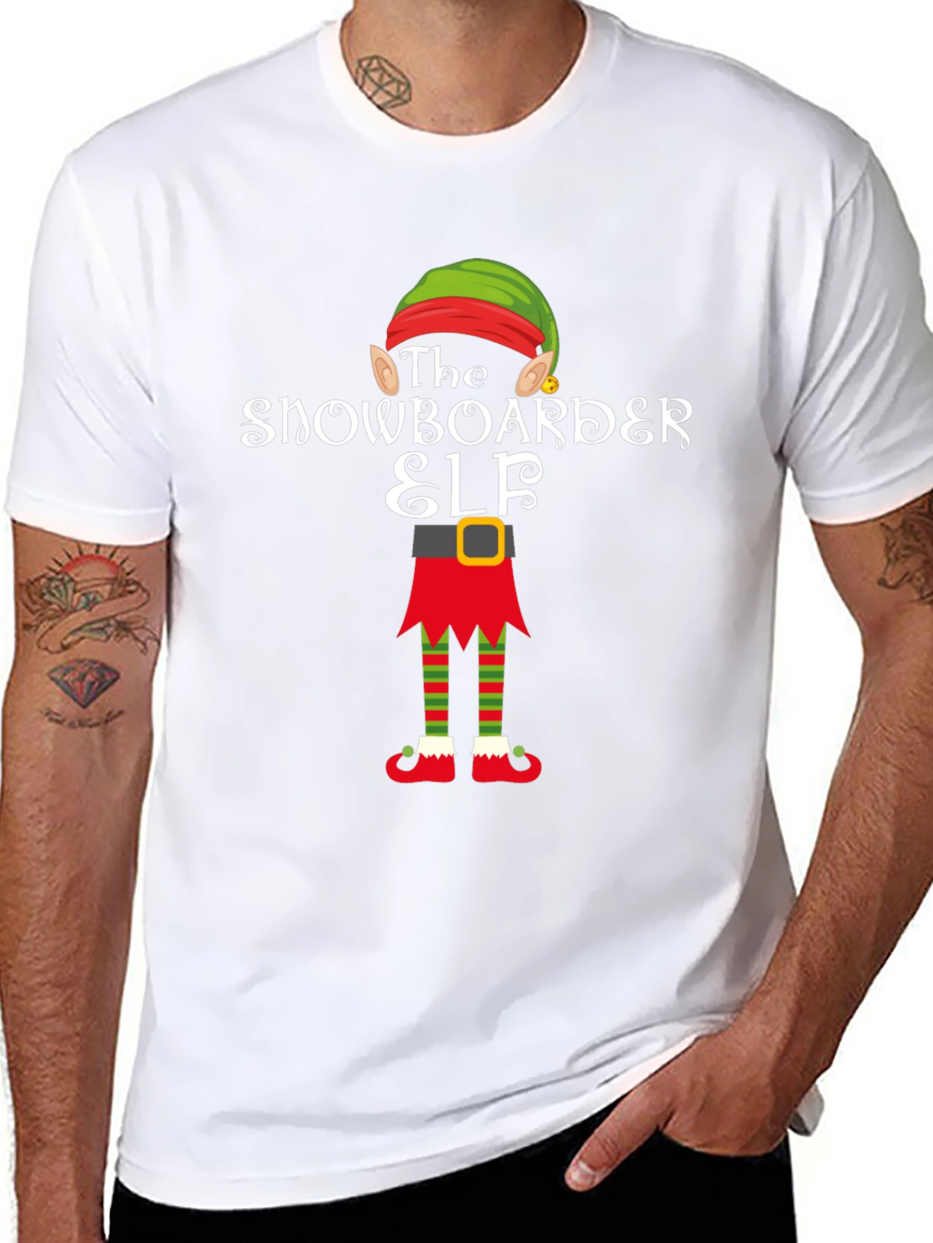 Snowboarder Elf Holiday Graphic Tee