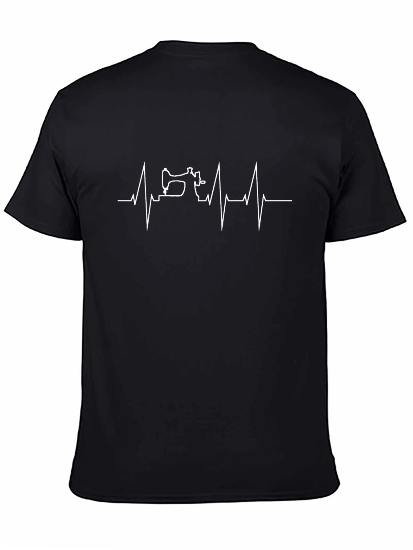 Sewing Machine Heartbeat T-Shirt - Black Cotton Tee