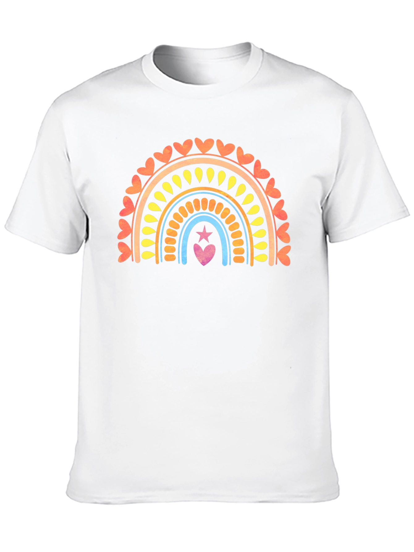 Rainbow Heart Star Graphic Tee - Black