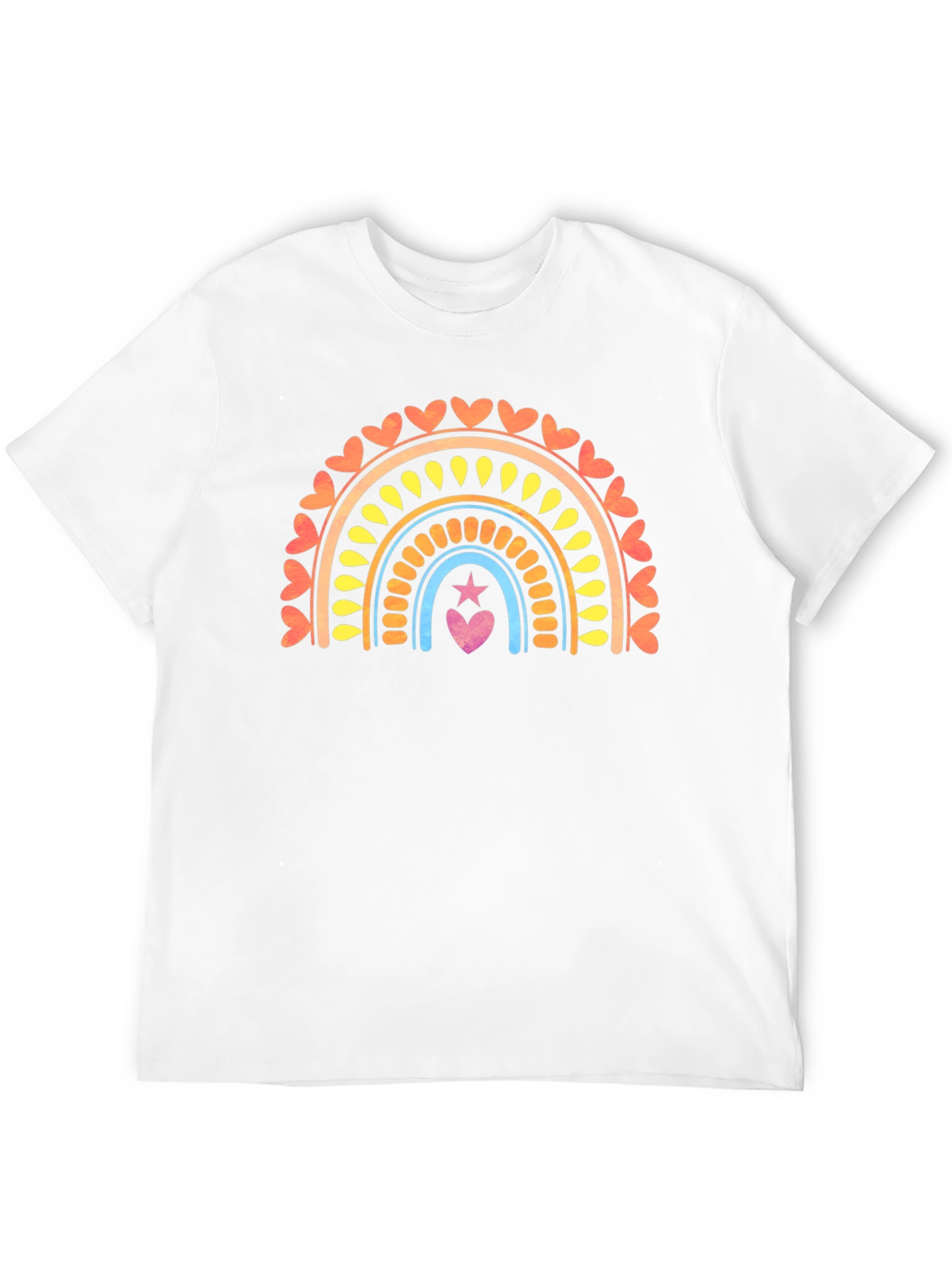 Rainbow Heart Star Graphic Tee - Black
