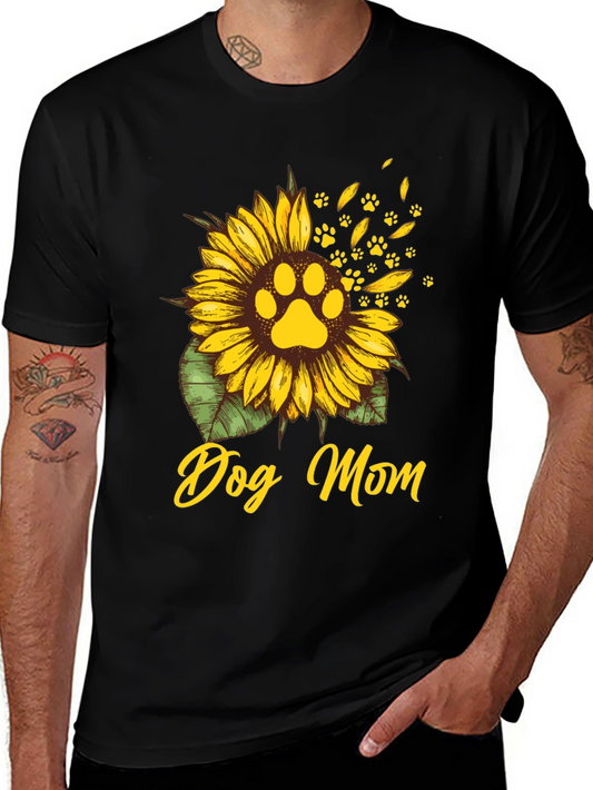 Dog Mom Sunflower Paw Print T-Shirt