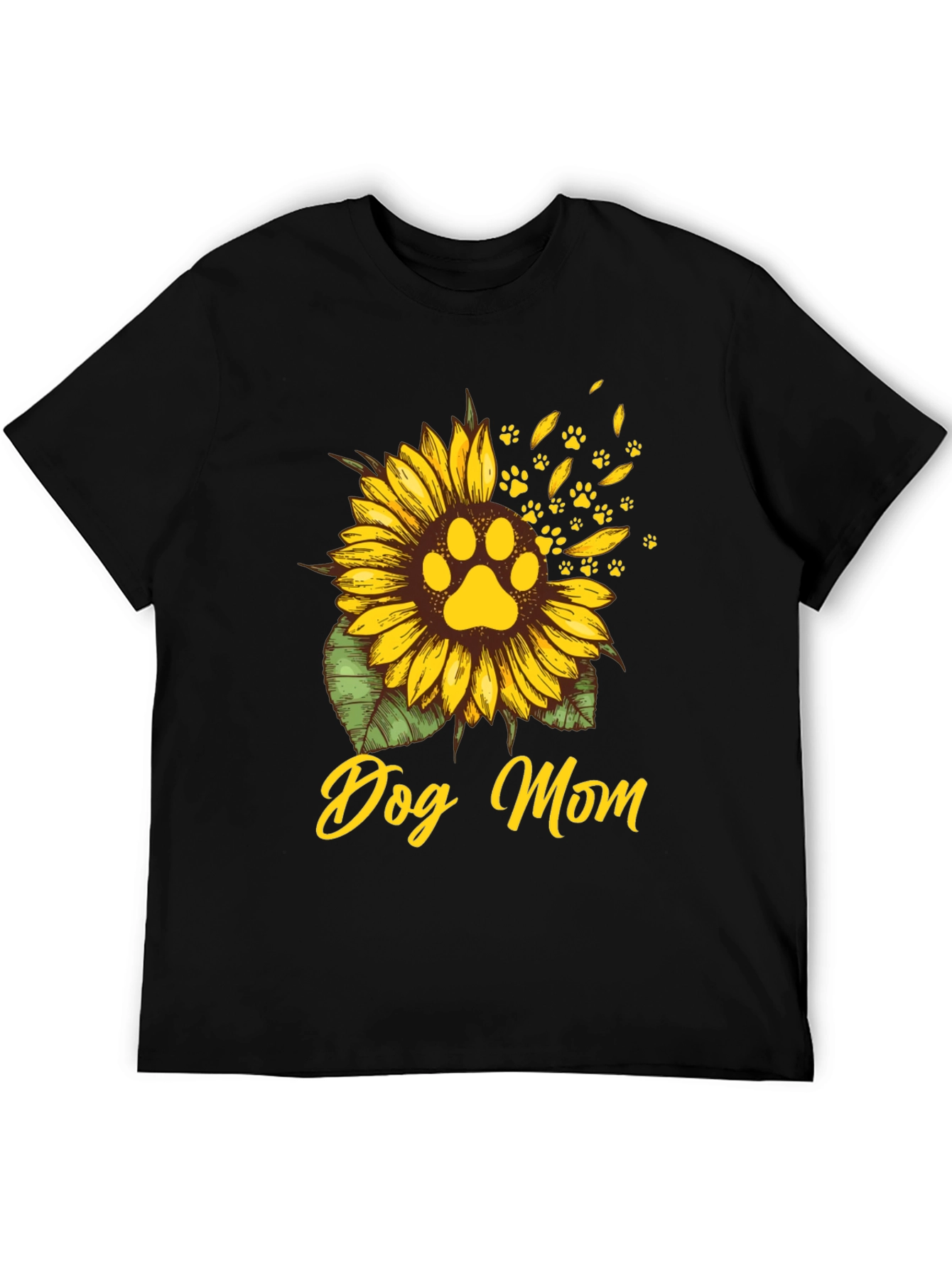 Dog Mom Sunflower Paw Print T-Shirt